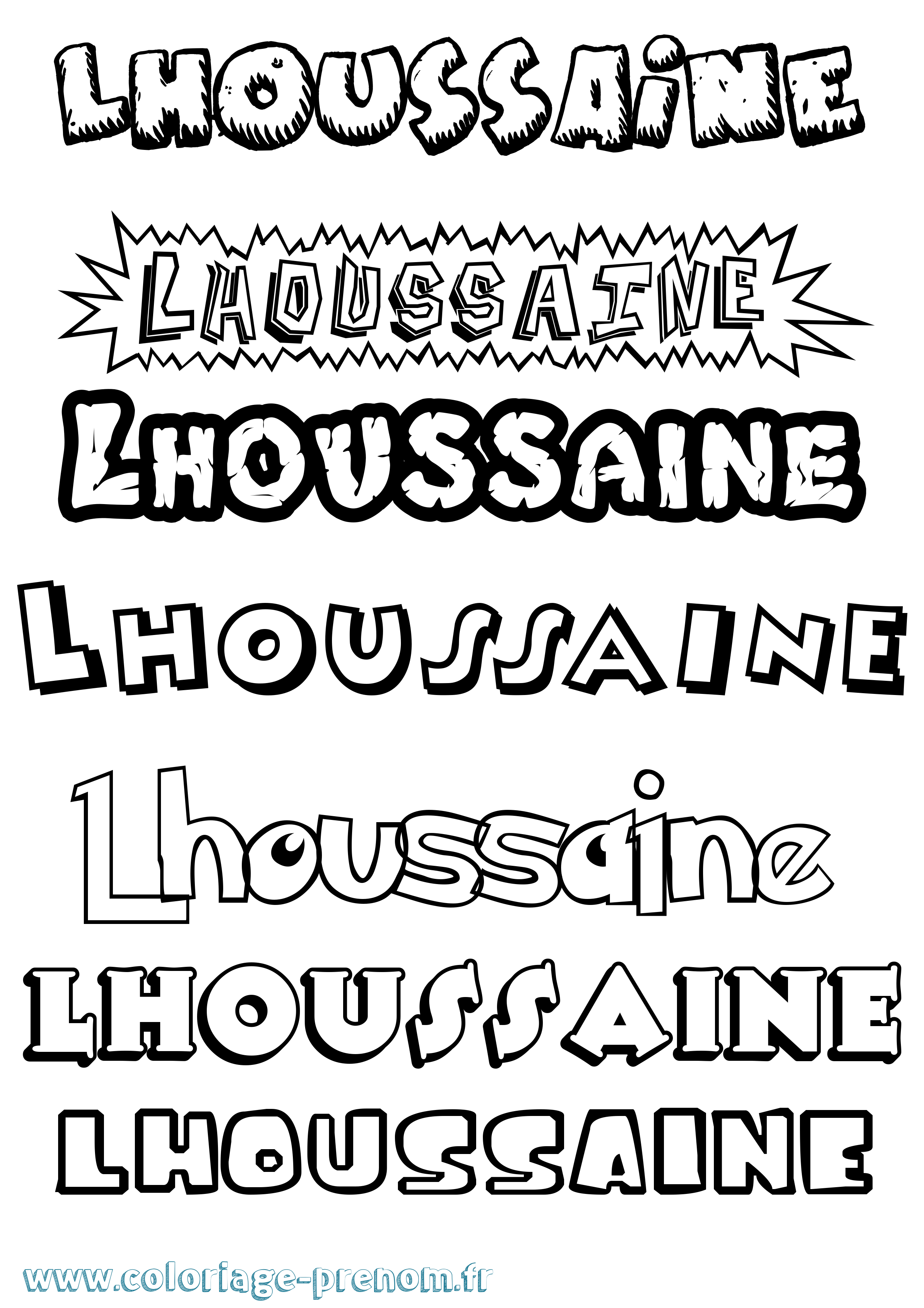 Coloriage Lhoussaine Dessin Animé Coloriage prénom Lhoussaine Dessin Animé