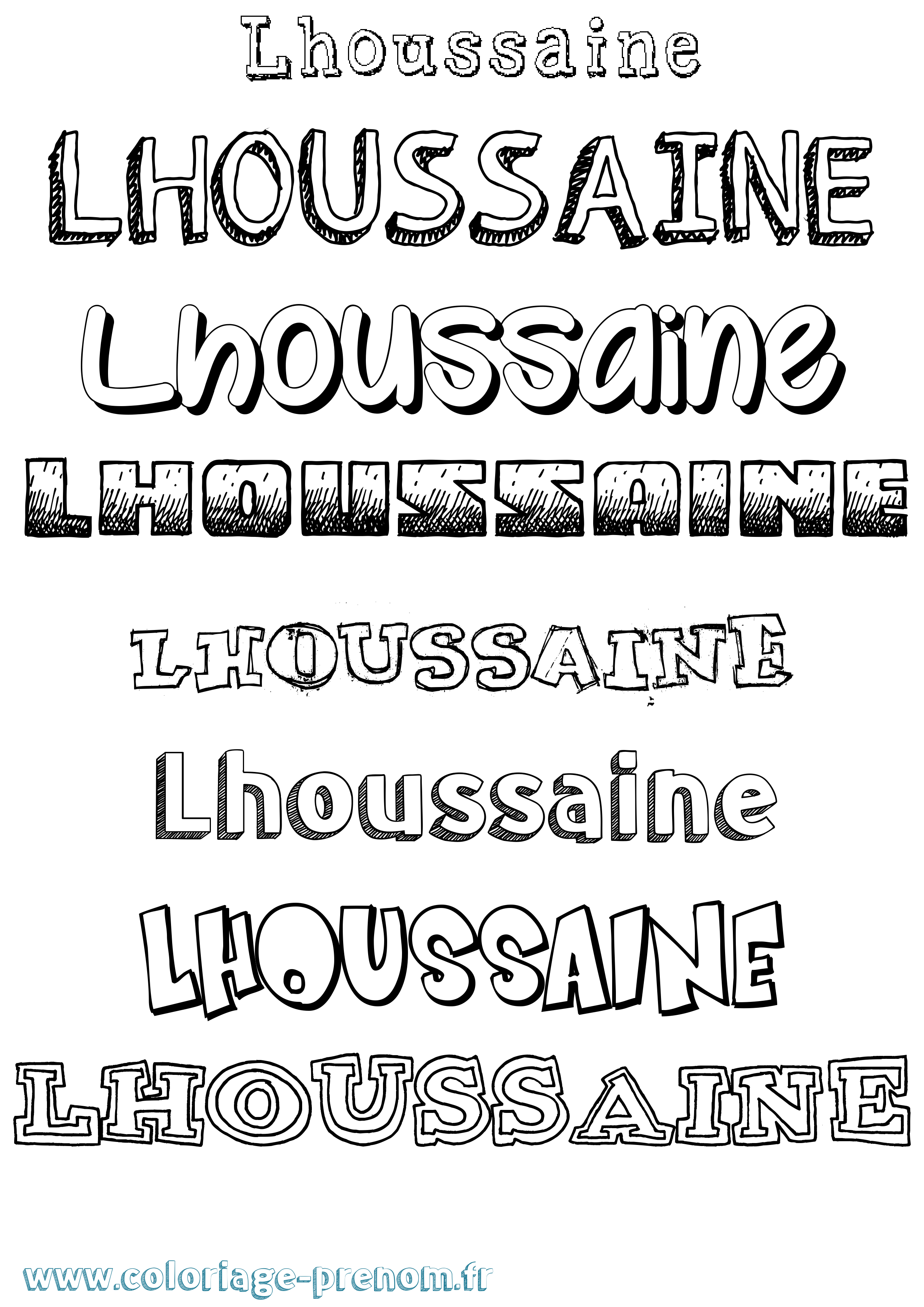 Coloriage Lhoussaine Dessiné Coloriage prénom Lhoussaine Dessiné