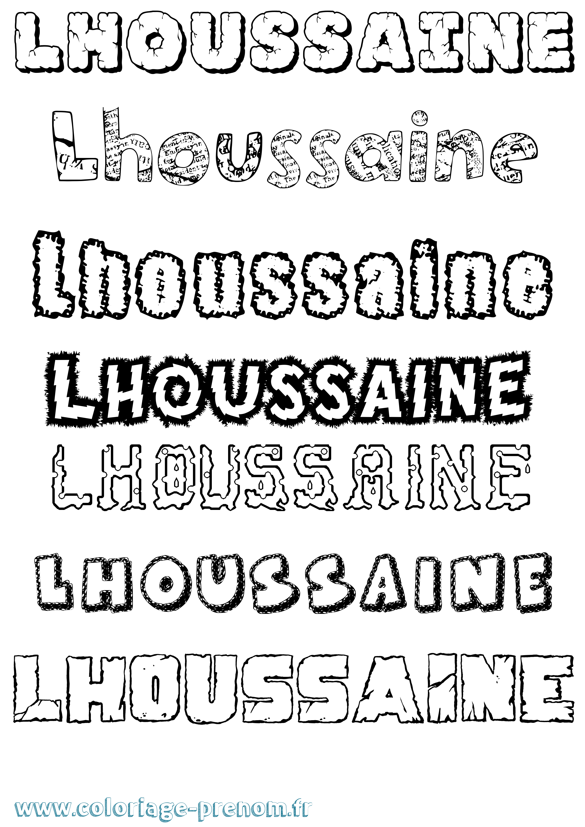 Coloriage Lhoussaine Destructuré Coloriage prénom Lhoussaine Destructuré