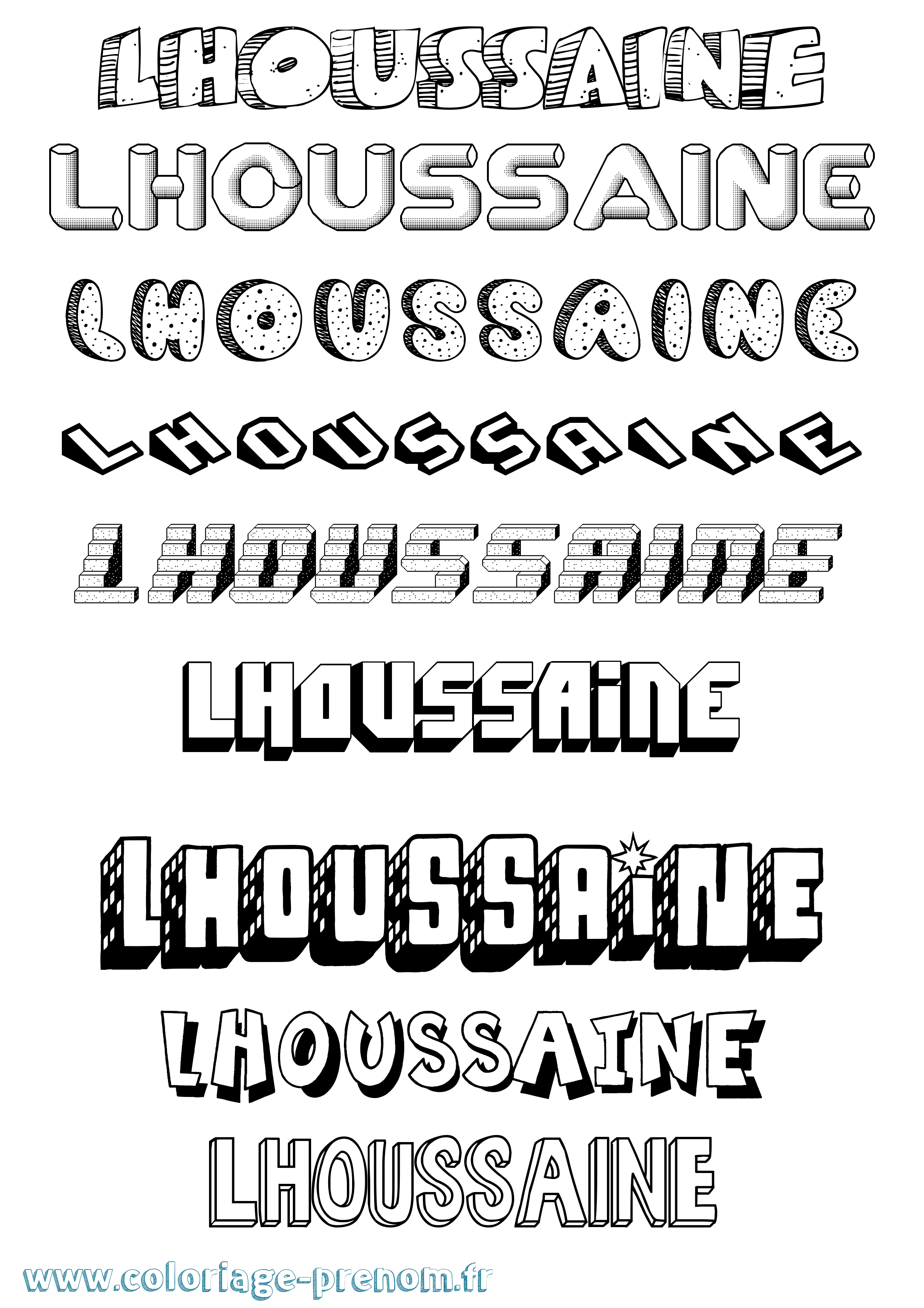 Coloriage Lhoussaine Effet 3D Coloriage prénom Lhoussaine Effet 3D