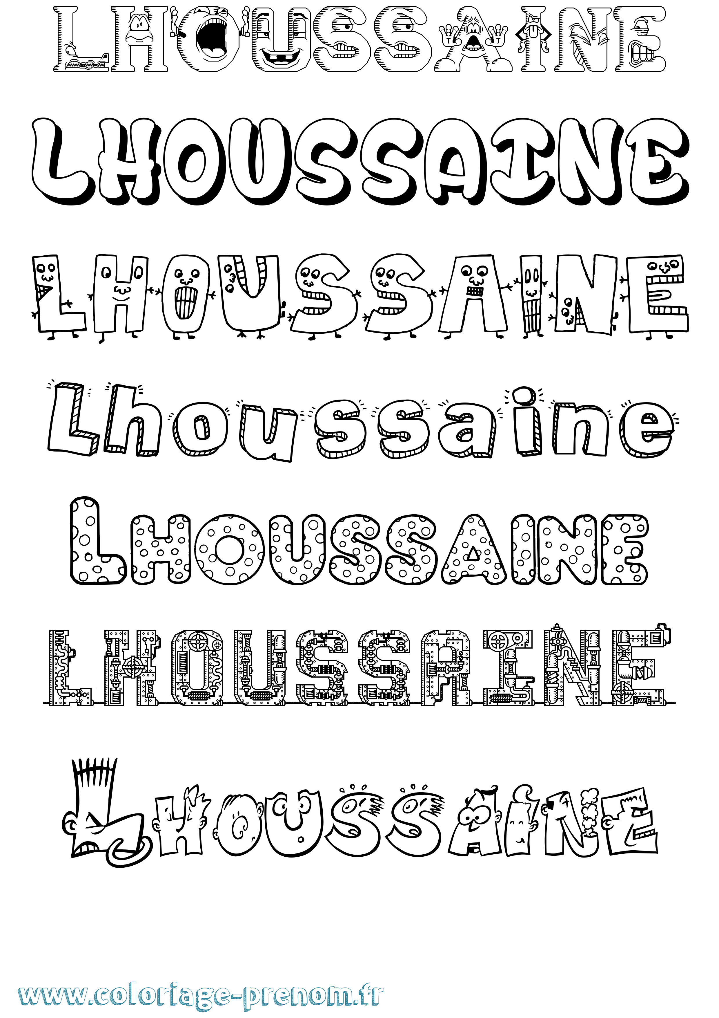 Coloriage Lhoussaine Fun Coloriage prénom Lhoussaine Fun