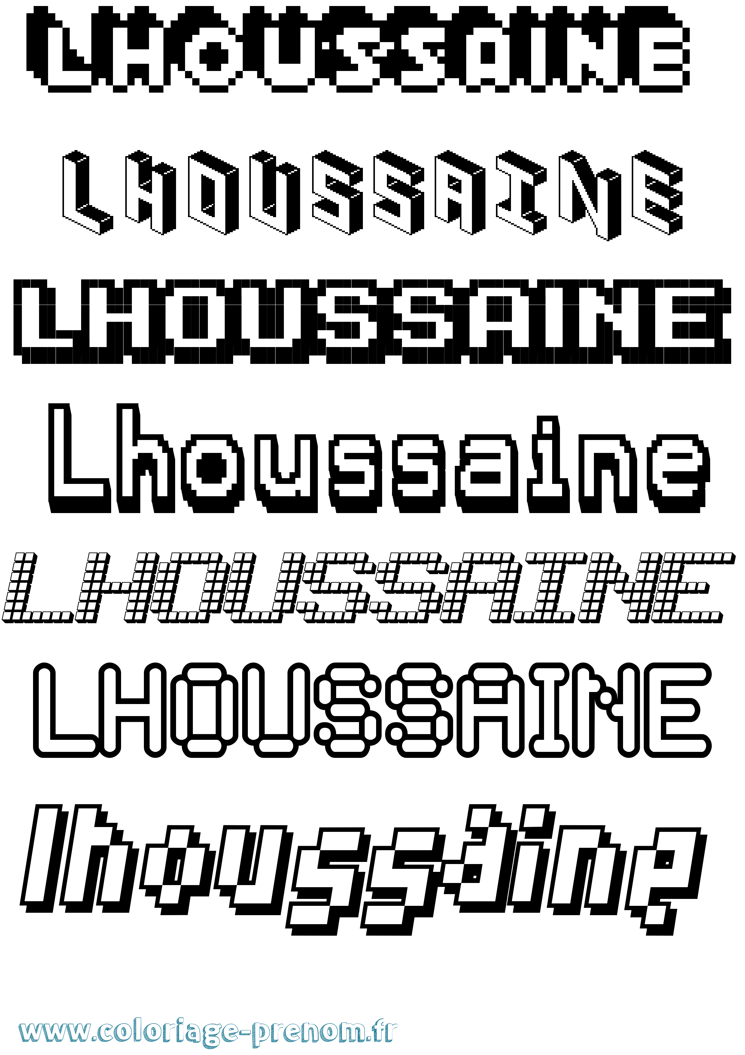 Coloriage Lhoussaine Pixel Coloriage prénom Lhoussaine Pixel