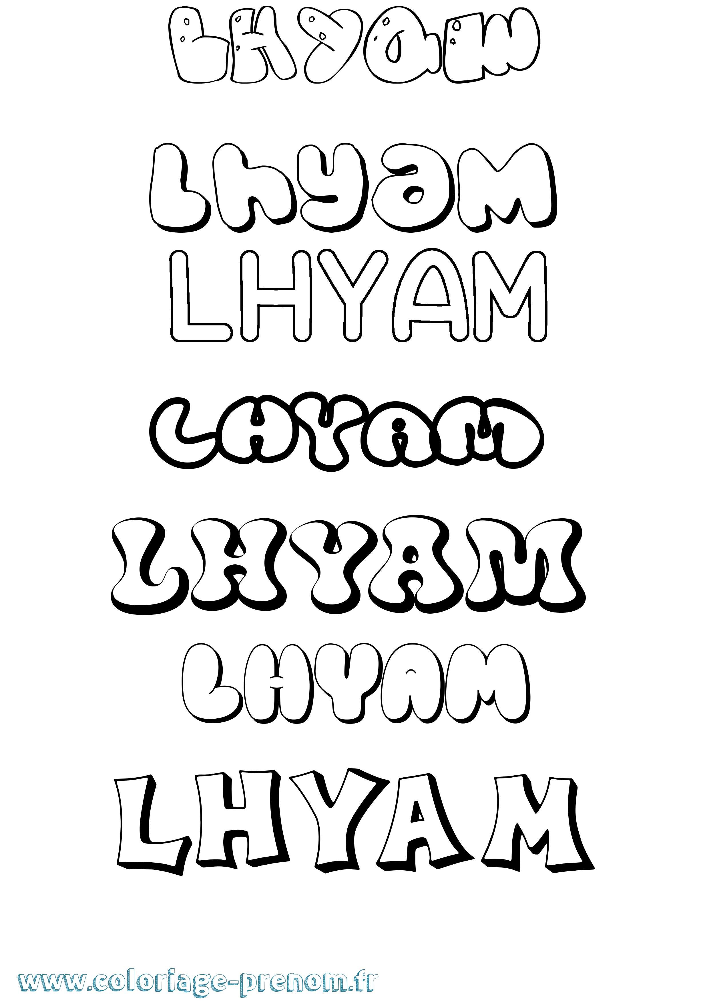 Coloriage Lhyam Bubble Coloriage prénom Lhyam Bubble