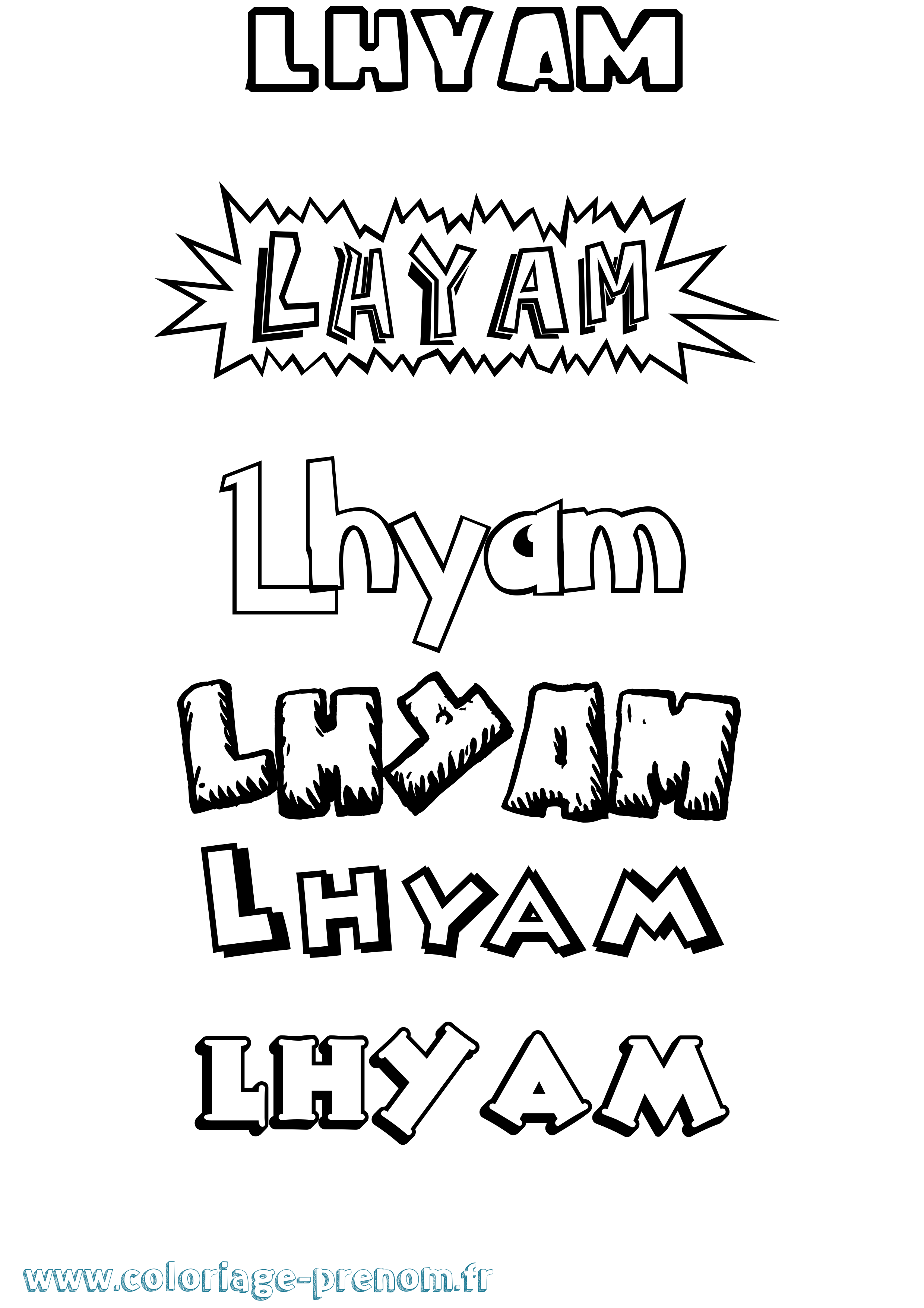 Coloriage Lhyam Dessin Animé Coloriage prénom Lhyam Dessin Animé