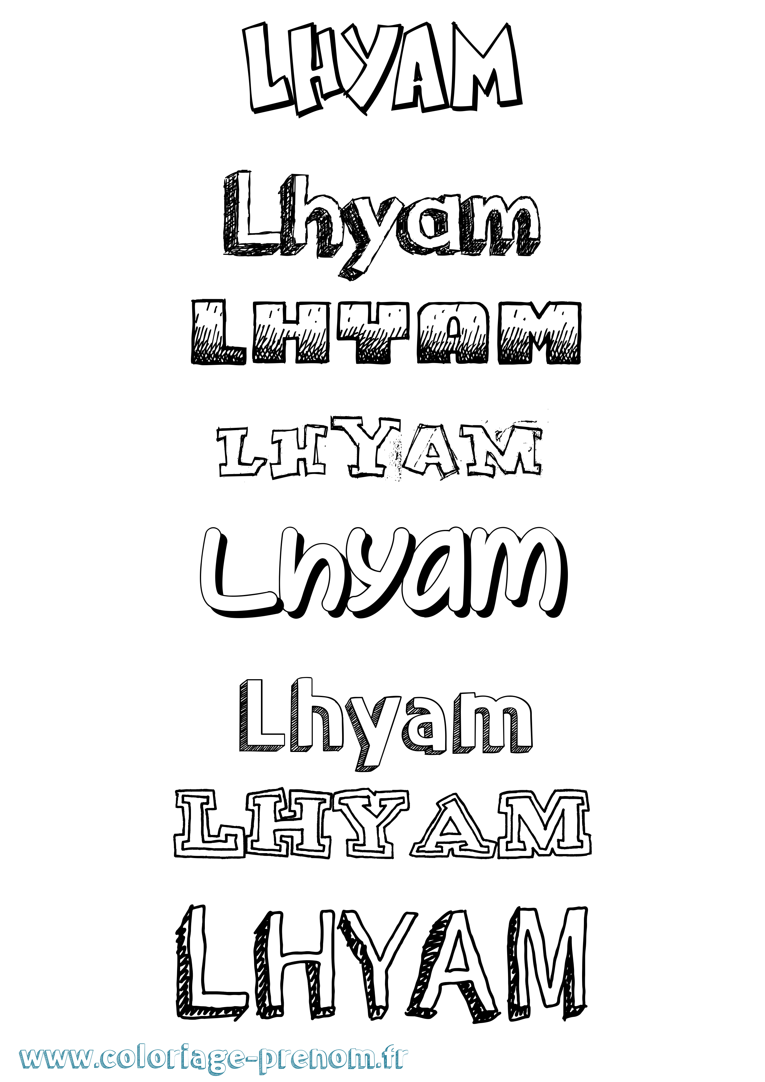 Coloriage Lhyam Dessiné Coloriage prénom Lhyam Dessiné