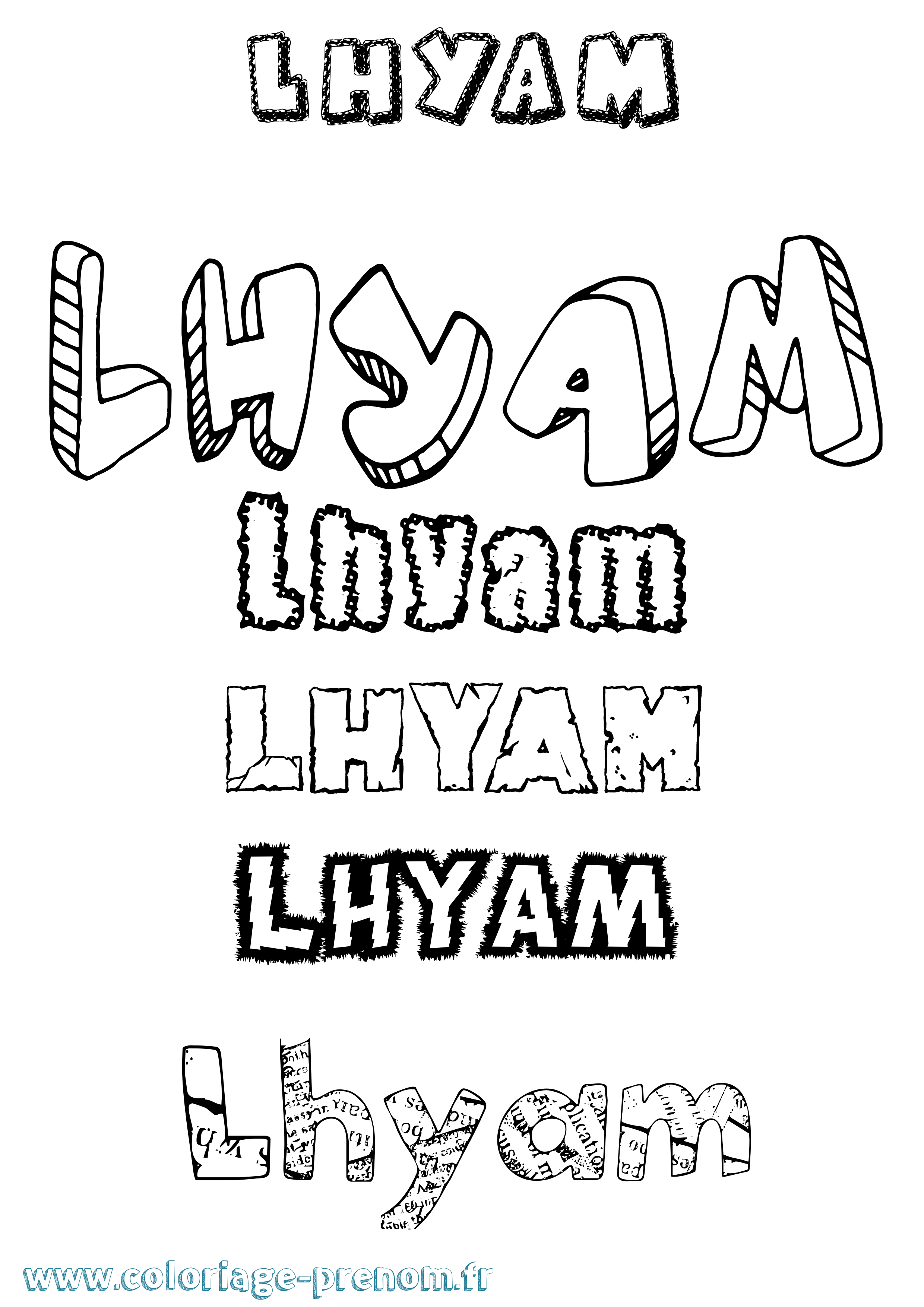 Coloriage Lhyam Destructuré Coloriage prénom Lhyam Destructuré