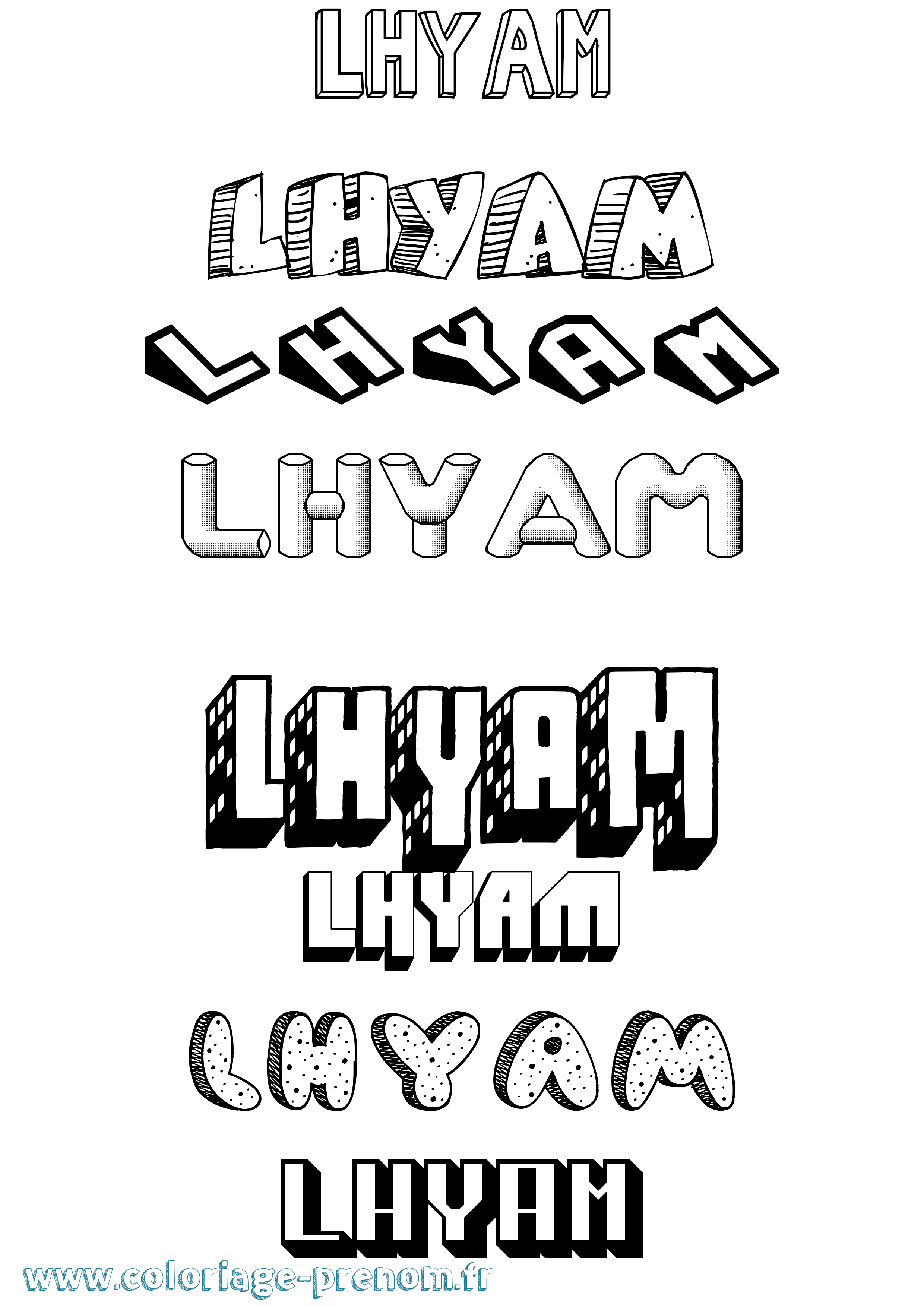 Coloriage Lhyam Effet 3D Coloriage prénom Lhyam Effet 3D