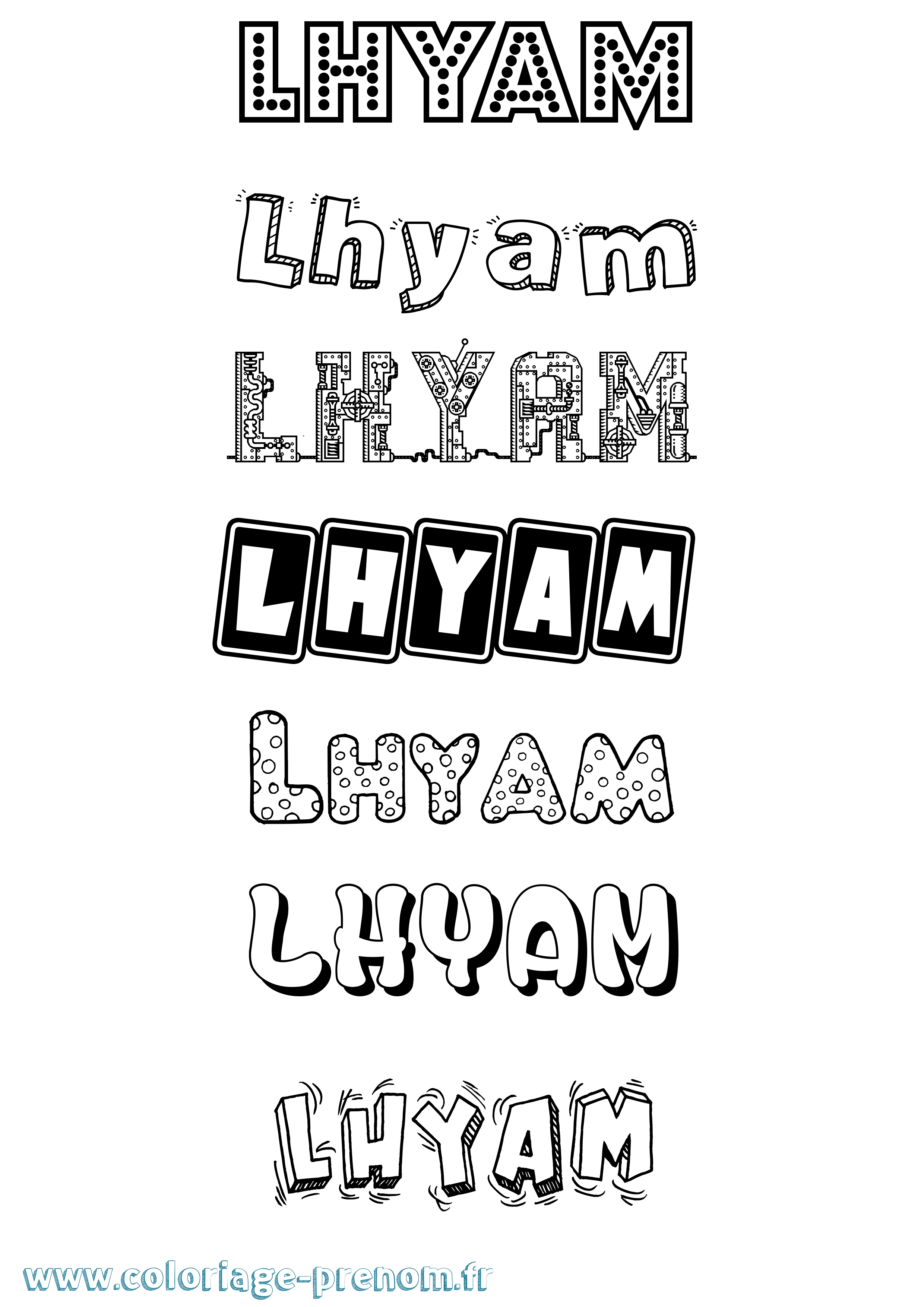 Coloriage Lhyam Fun Coloriage prénom Lhyam Fun