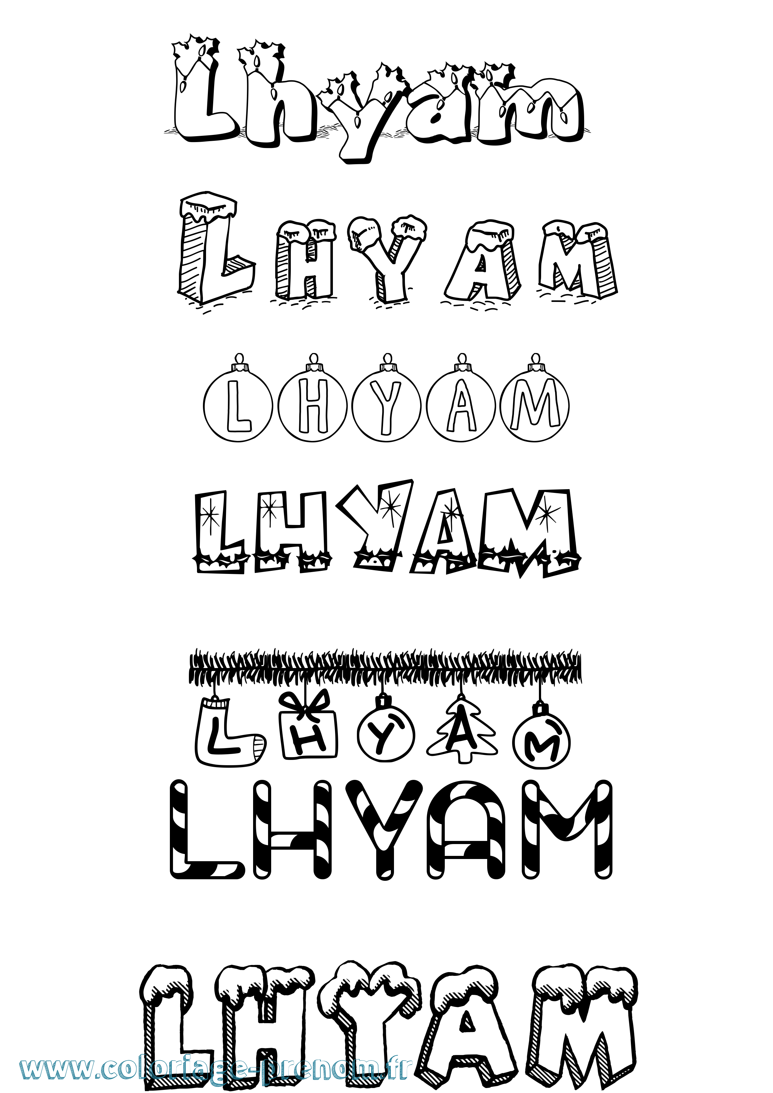 Coloriage Lhyam Noël Coloriage prénom Lhyam Noël