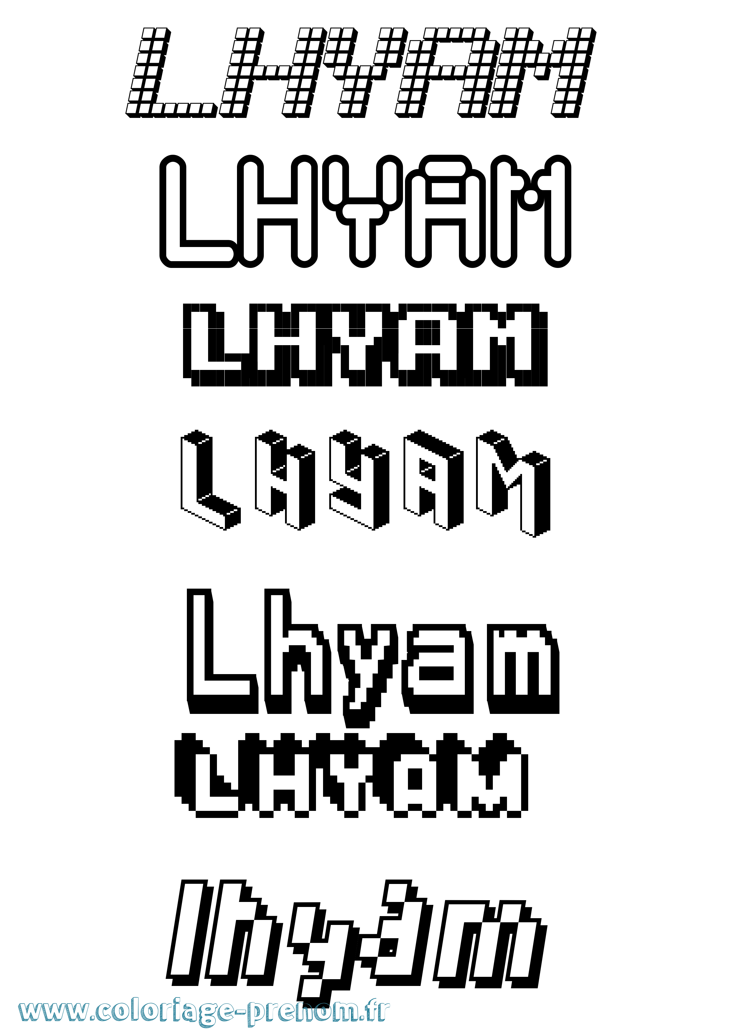 Coloriage Lhyam Pixel Coloriage prénom Lhyam Pixel