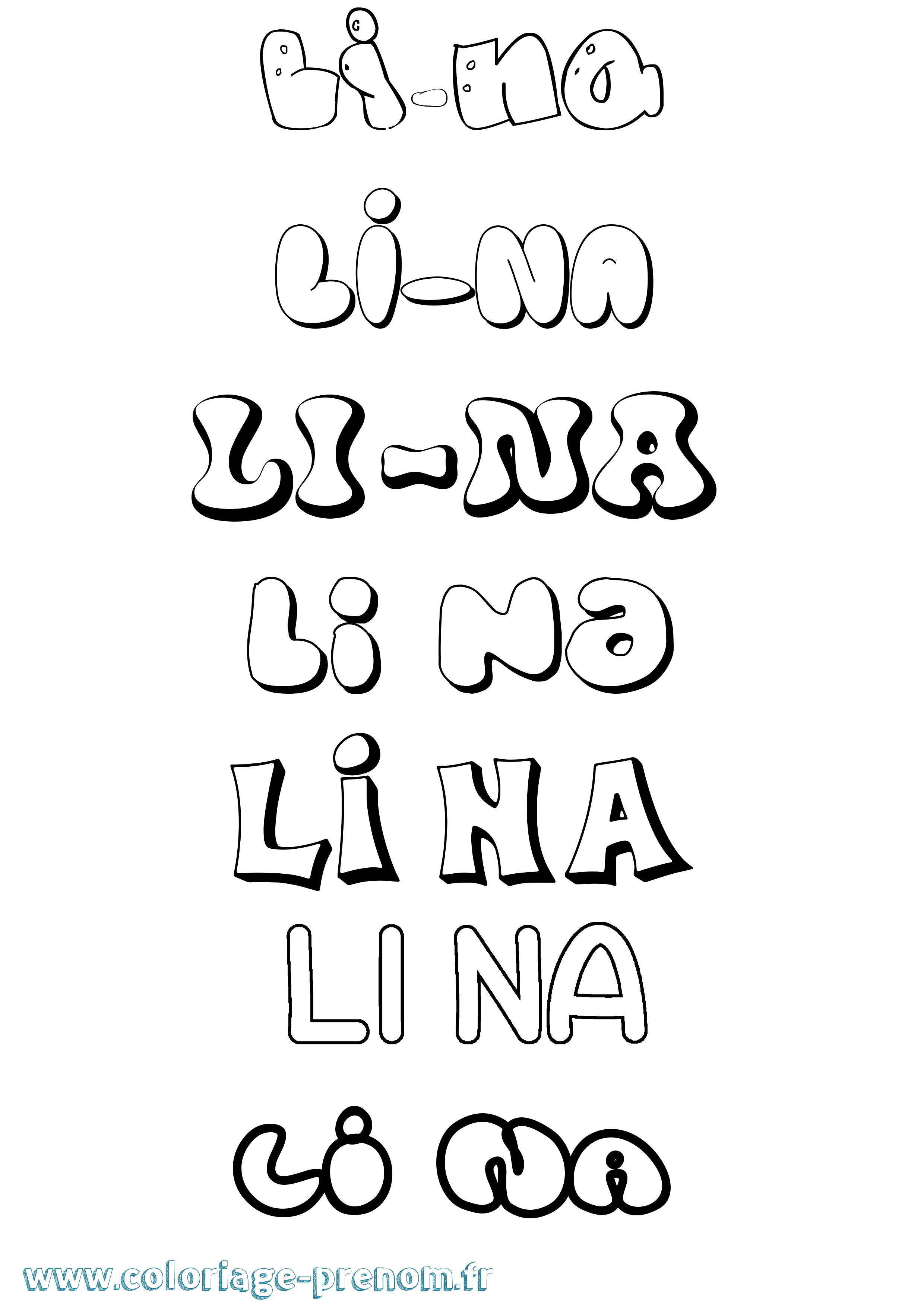 Coloriage Li-Na Bubble Coloriage prénom Li-Na Bubble
