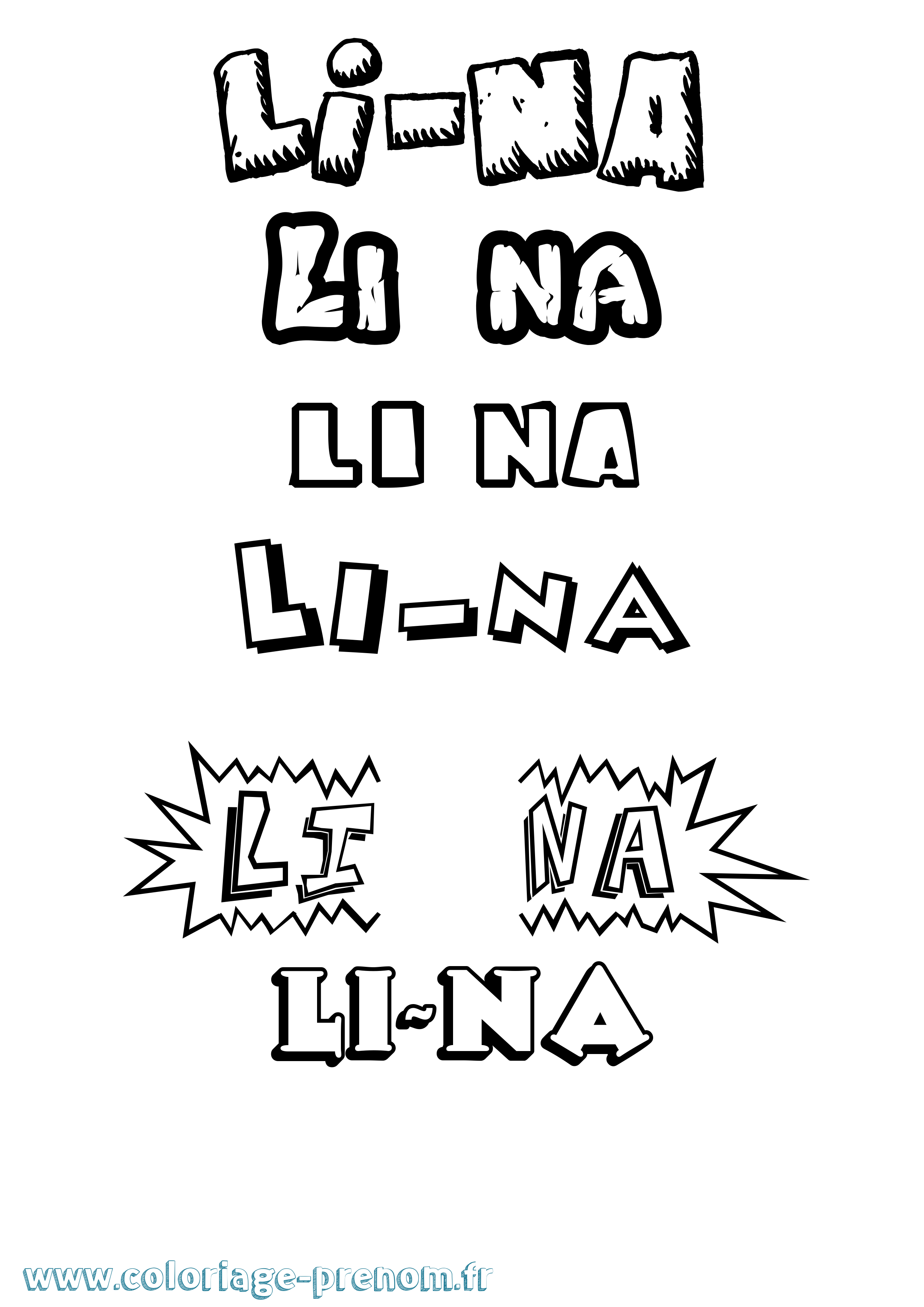 Coloriage Li-Na Dessin Animé Coloriage prénom Li-Na Dessin Animé