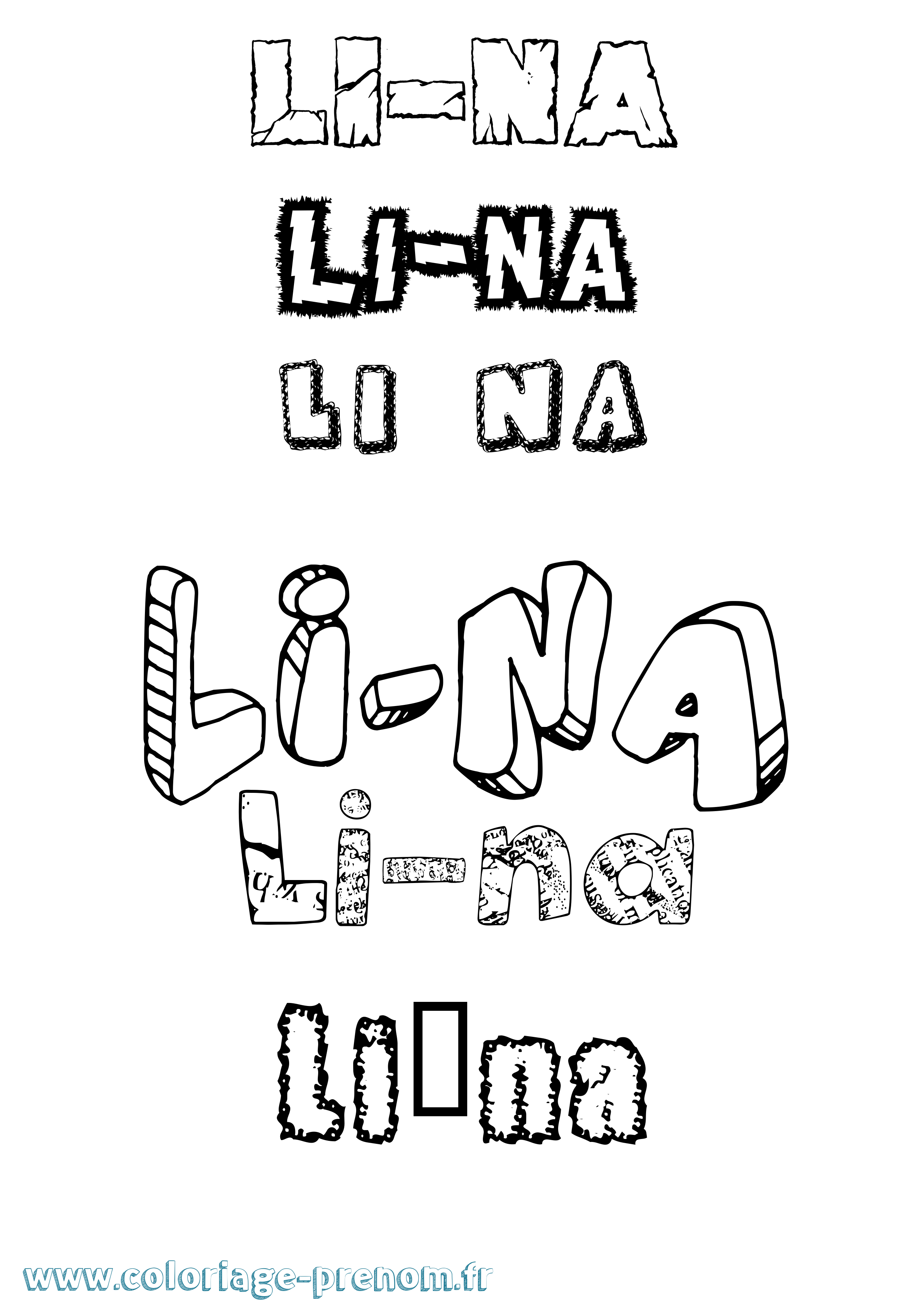 Coloriage Li-Na Destructuré Coloriage prénom Li-Na Destructuré