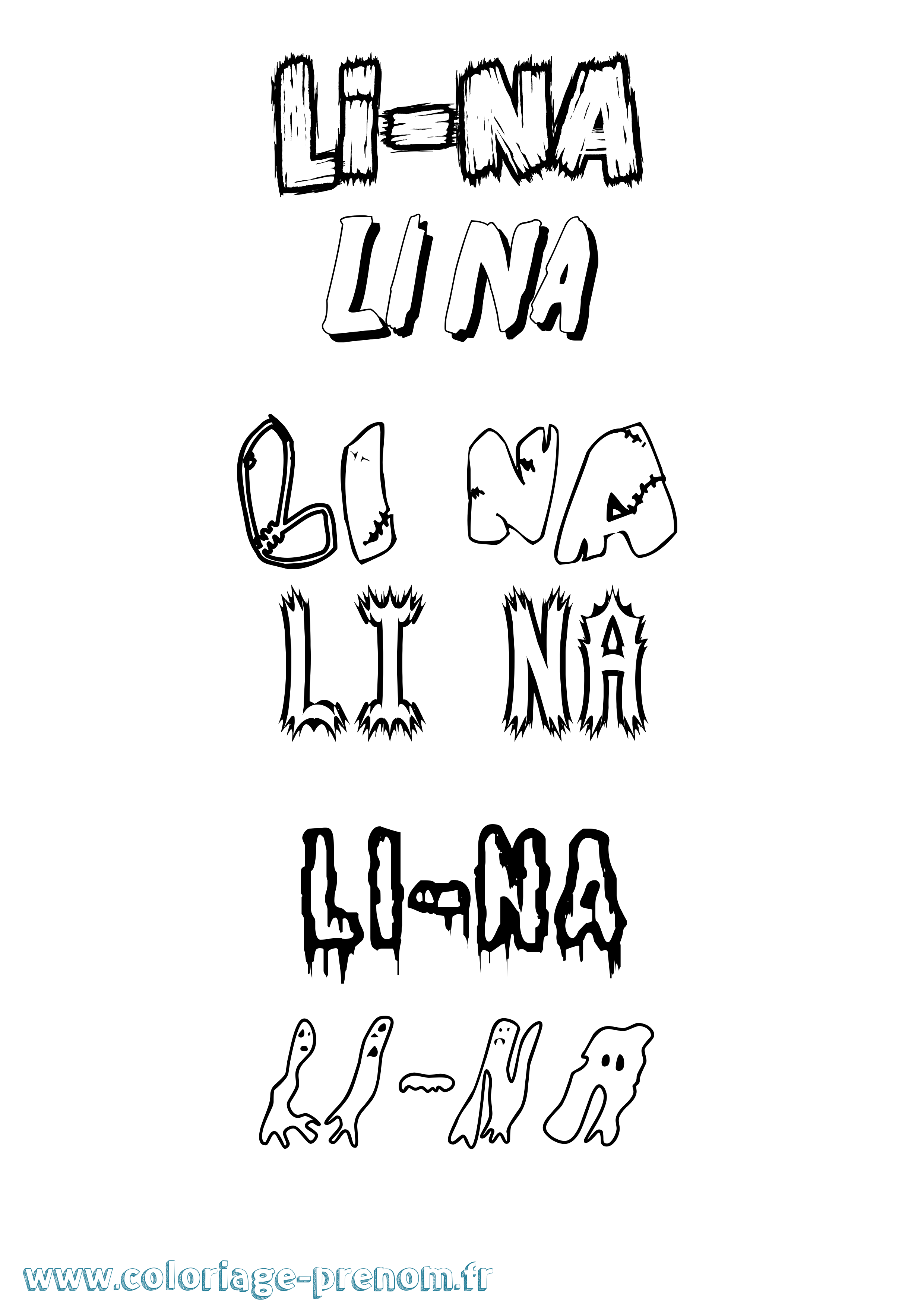 Coloriage Li-Na Frisson Coloriage prénom Li-Na Frisson