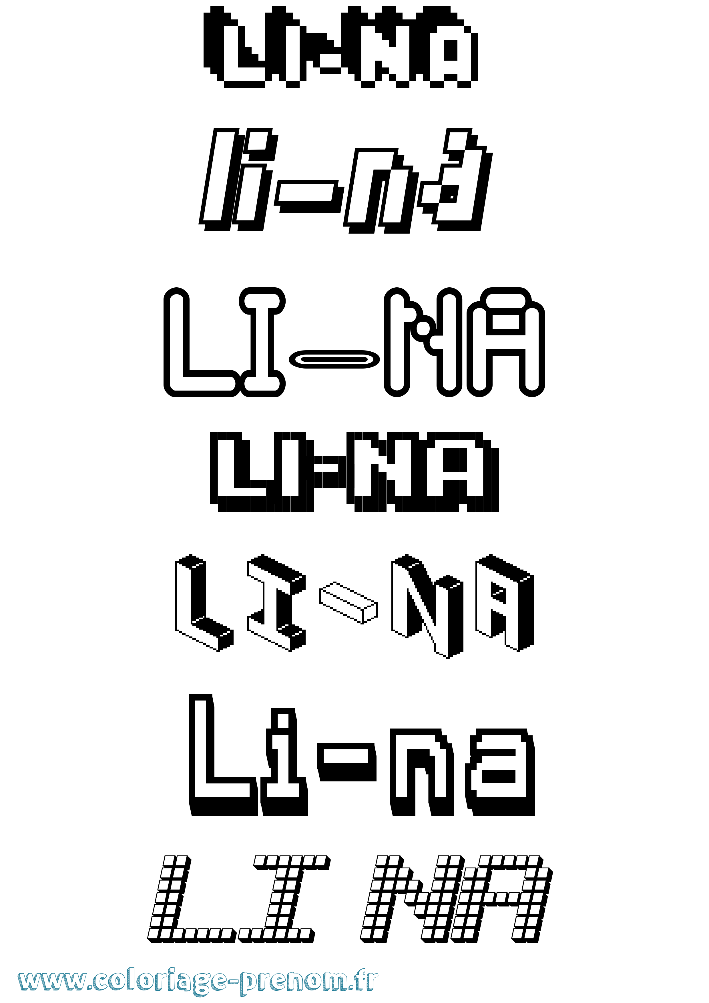 Coloriage Li-Na Pixel Coloriage prénom Li-Na Pixel