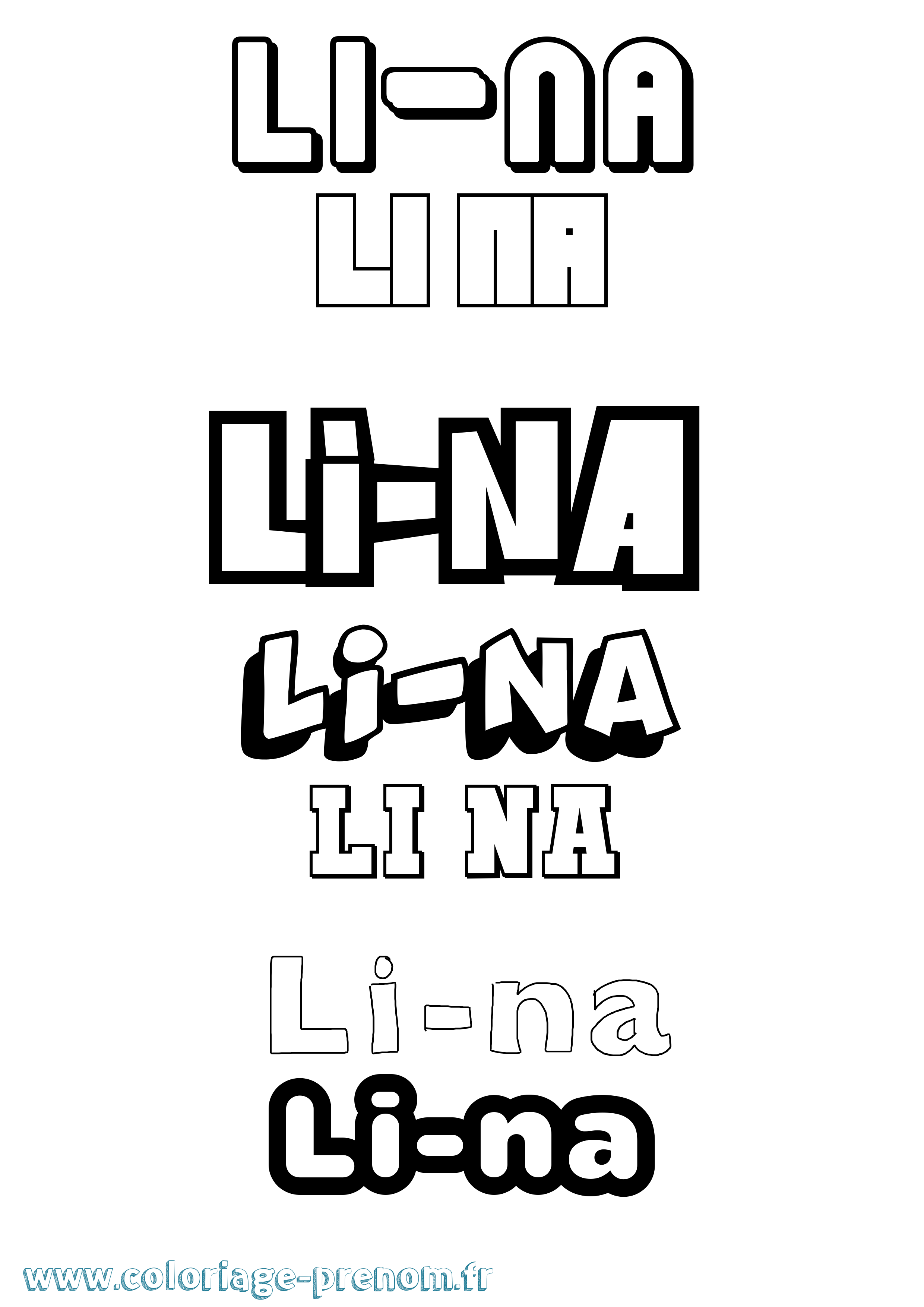 Coloriage Li-Na Simple Coloriage prénom Li-Na Simple