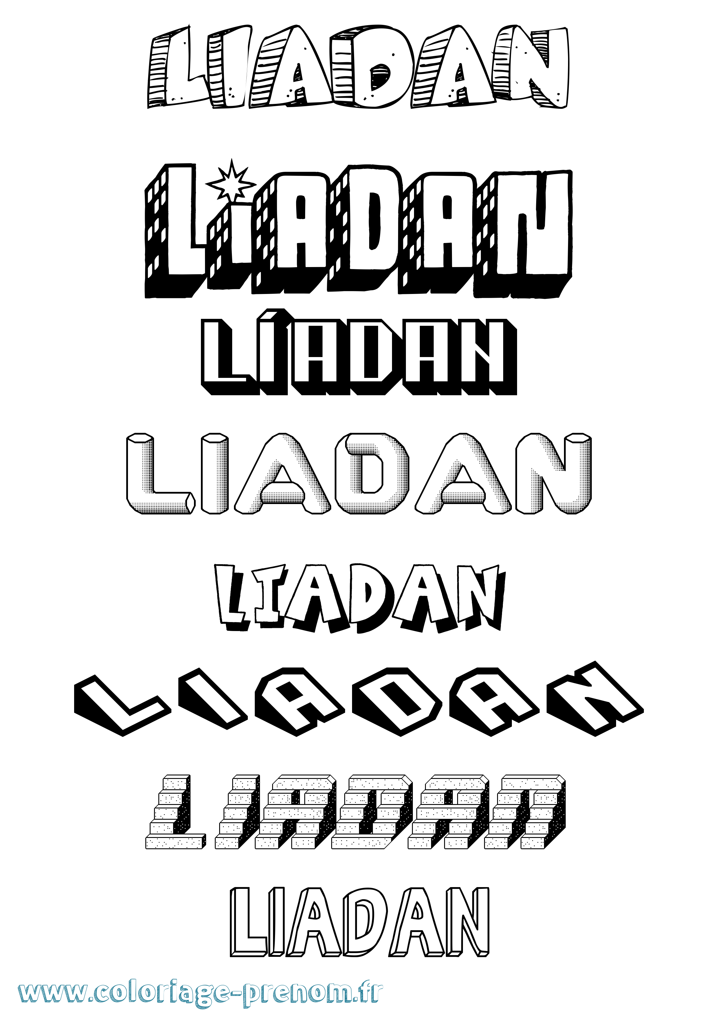 Coloriage Líadan Effet 3D Coloriage prénom Líadan Effet 3D