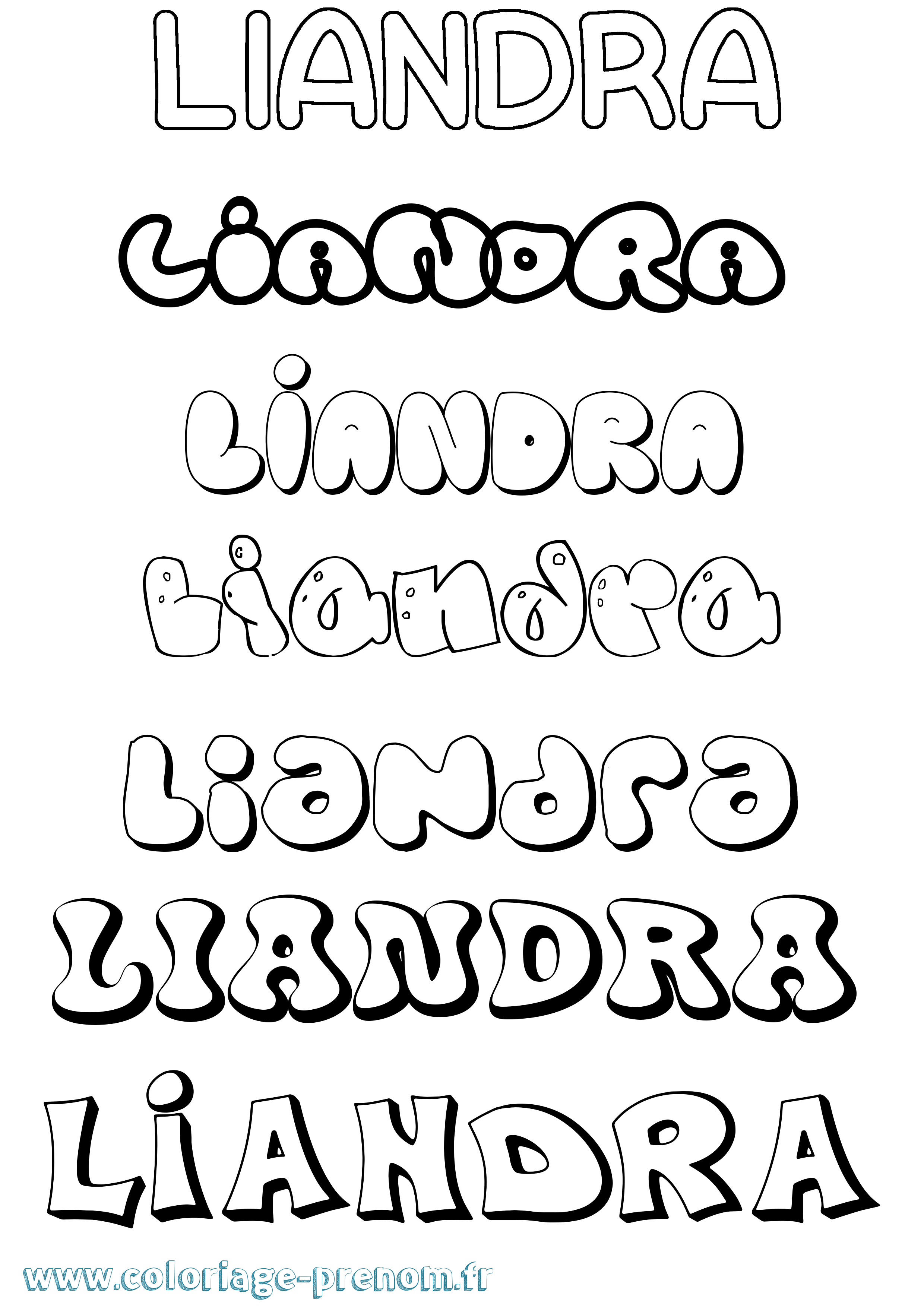 Coloriage Liandra Bubble Coloriage prénom Liandra Bubble