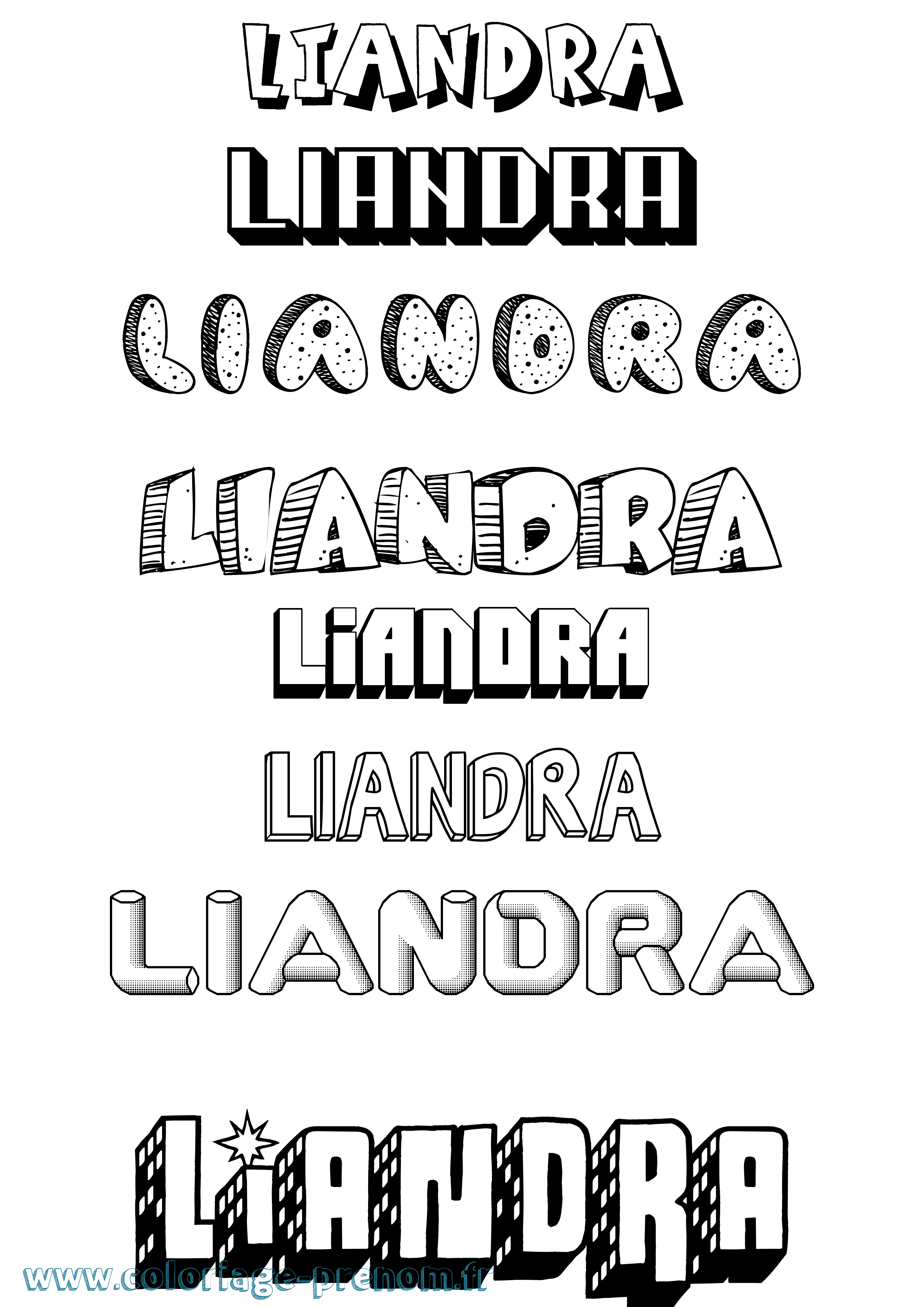 Coloriage Liandra Effet 3D Coloriage prénom Liandra Effet 3D