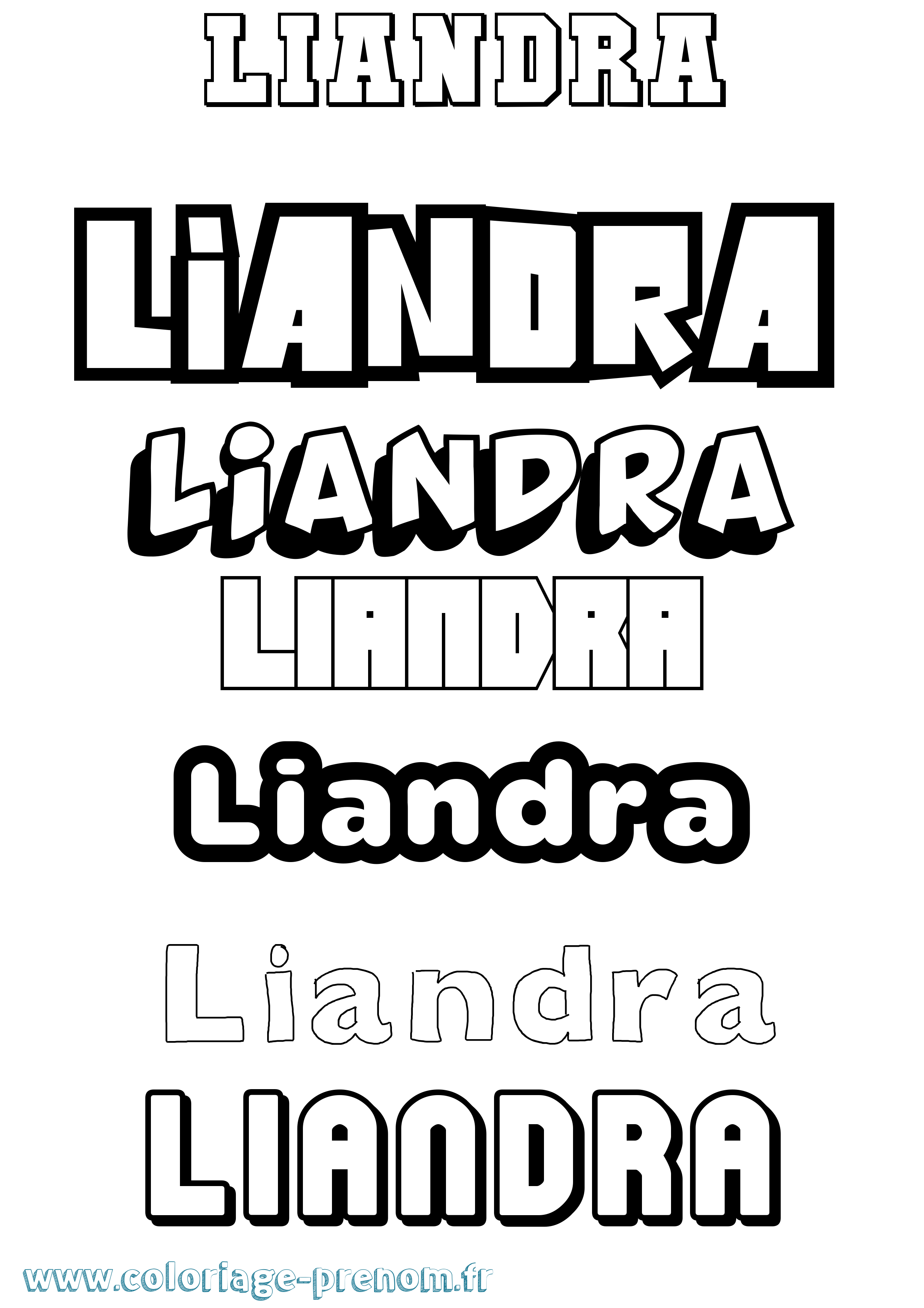 Coloriage Liandra Simple Coloriage prénom Liandra Simple
