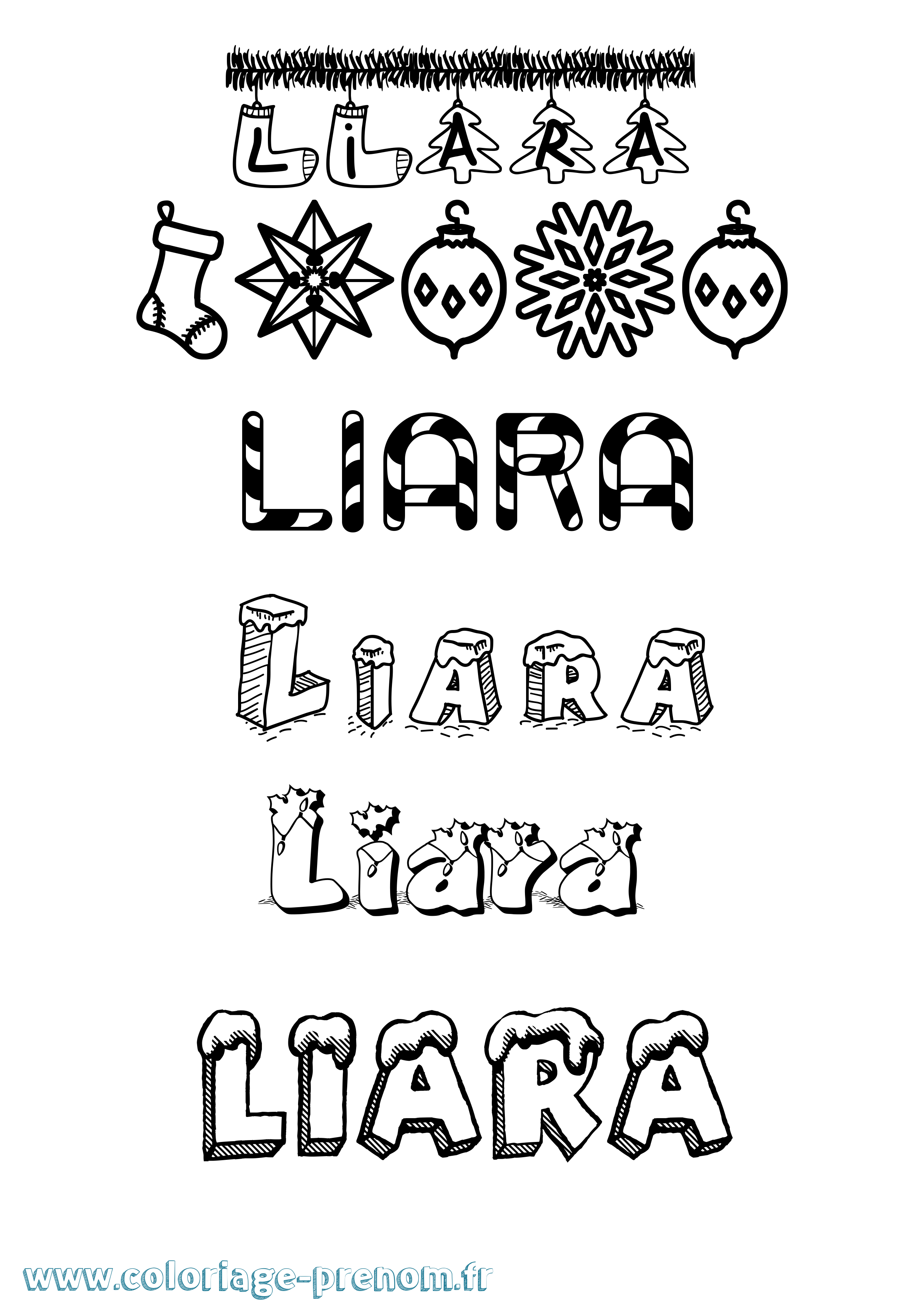 Coloriage Liara Noël Coloriage prénom Liara Noël