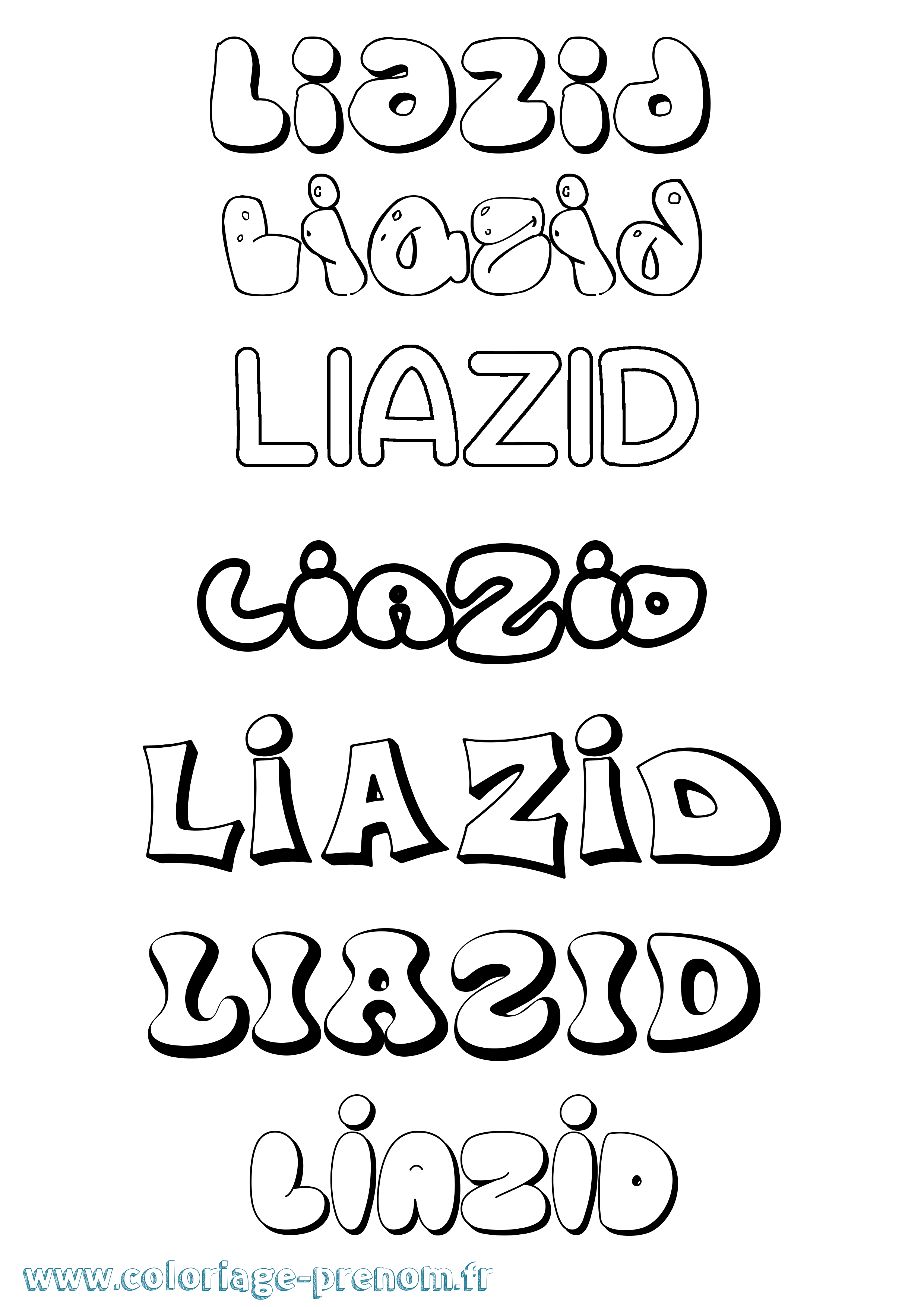 Coloriage Liazid Bubble Coloriage prénom Liazid Bubble