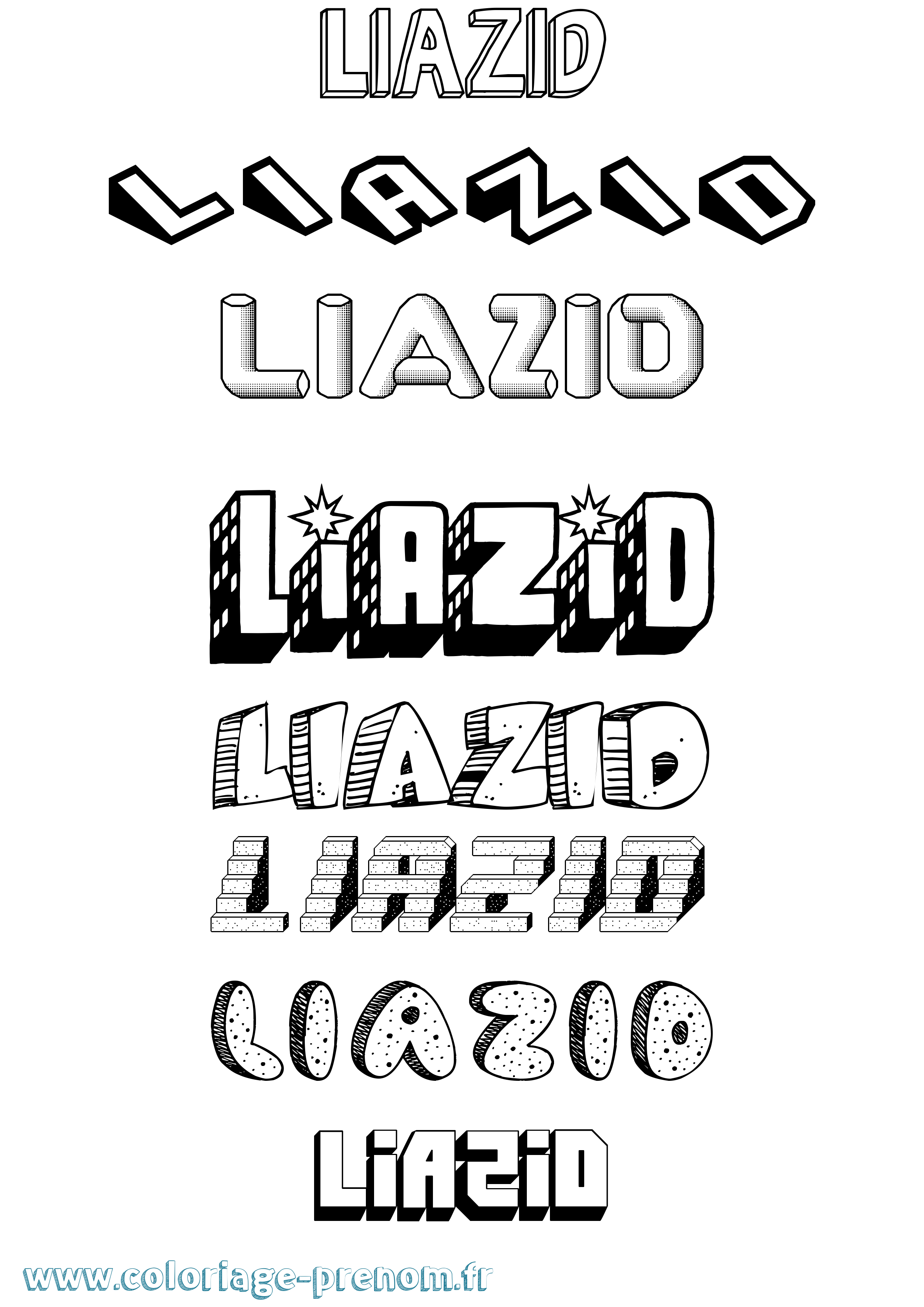 Coloriage Liazid Effet 3D Coloriage prénom Liazid Effet 3D
