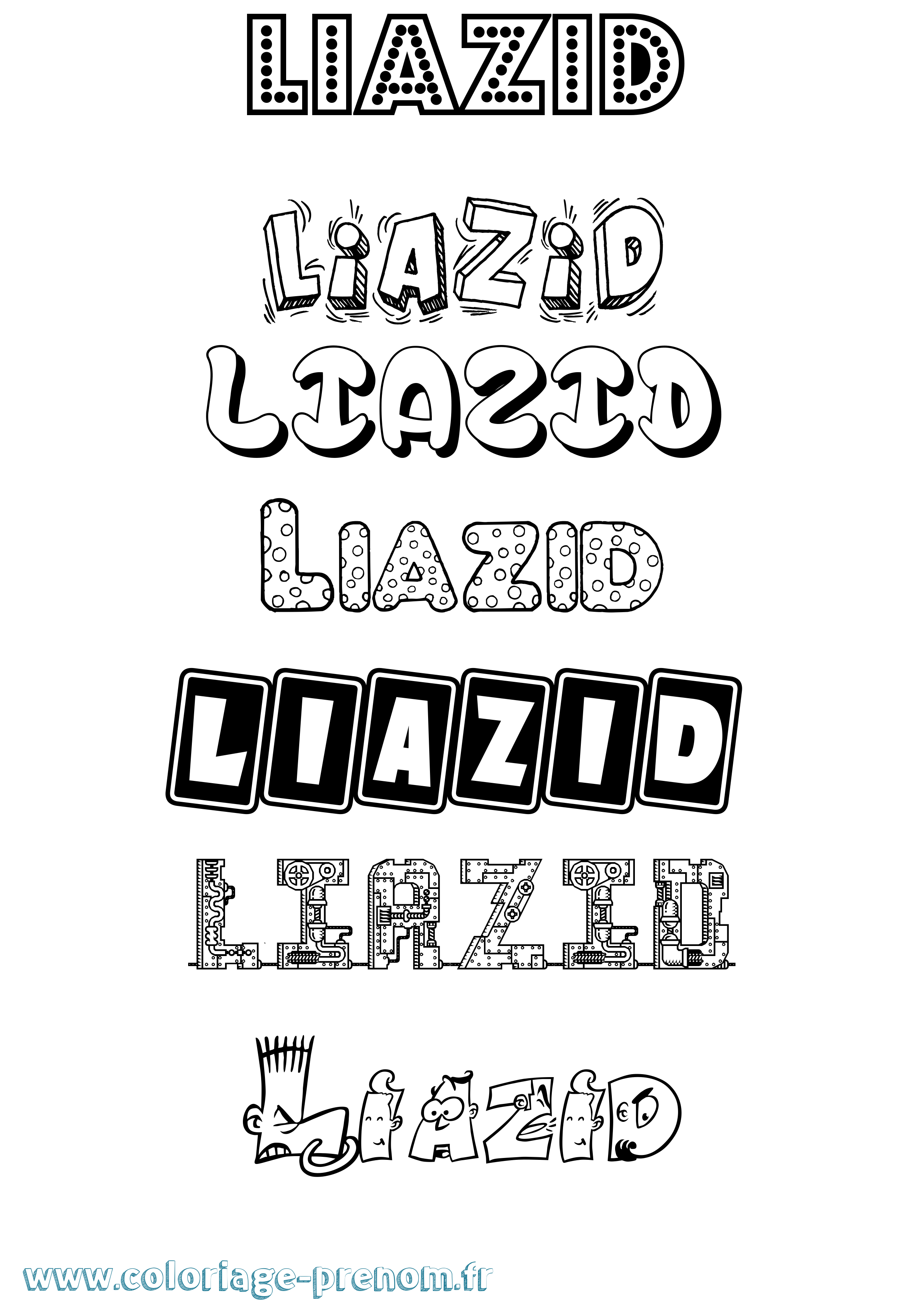 Coloriage Liazid Fun Coloriage prénom Liazid Fun