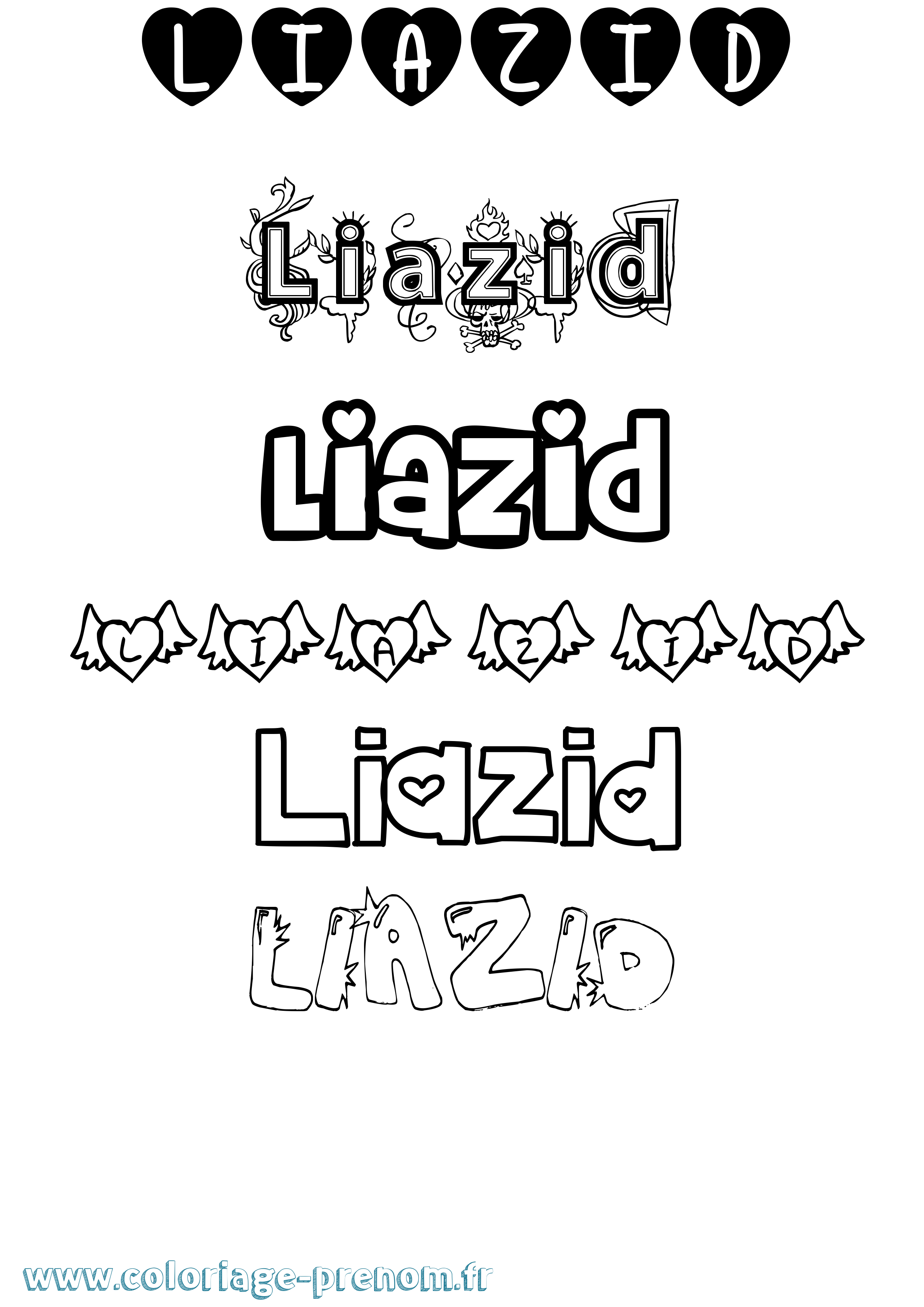 Coloriage Liazid Girly Coloriage prénom Liazid Girly