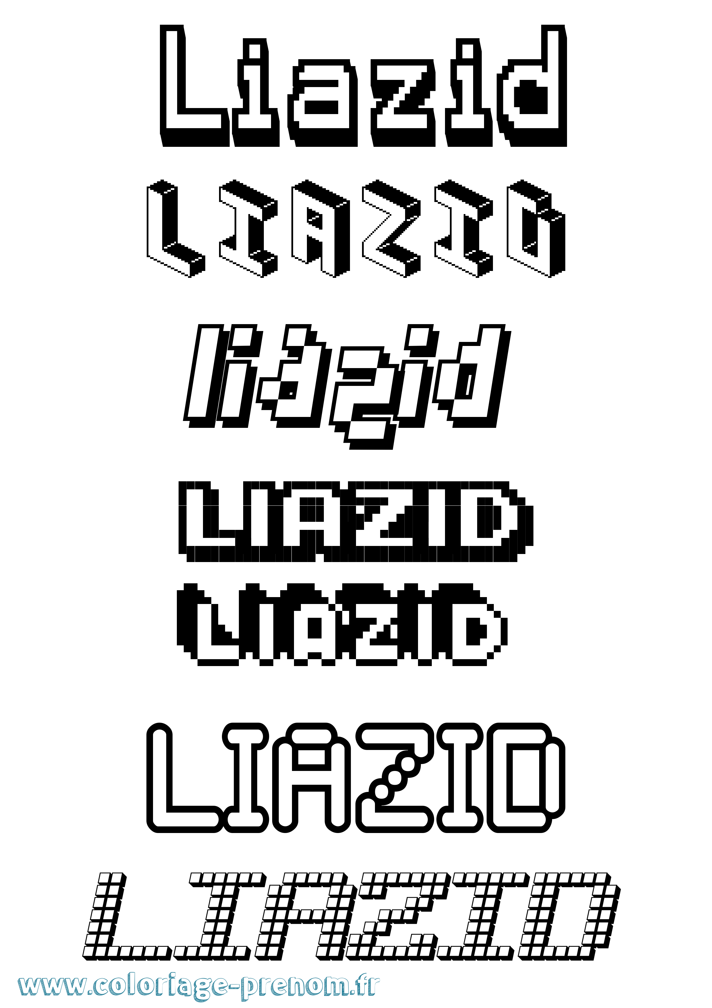 Coloriage Liazid Pixel Coloriage prénom Liazid Pixel