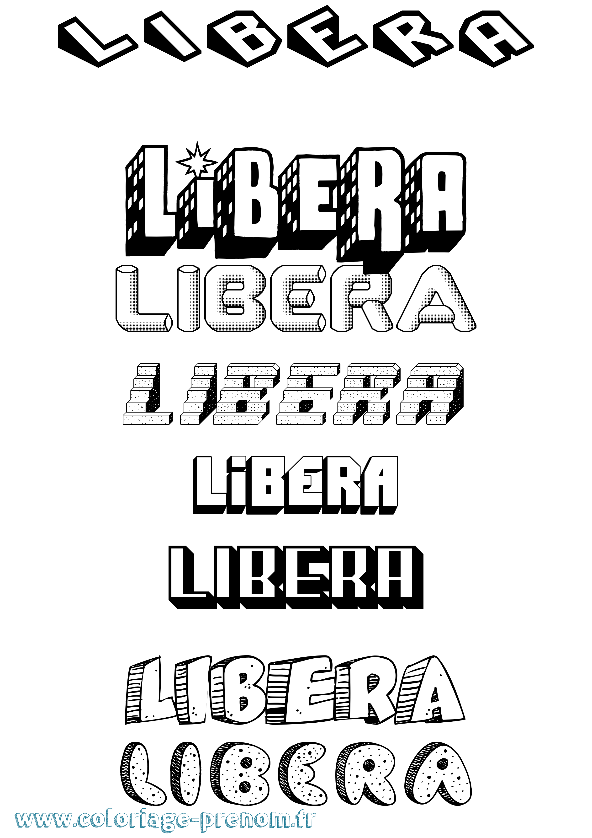 Coloriage Libera Effet 3D Coloriage prénom Libera Effet 3D