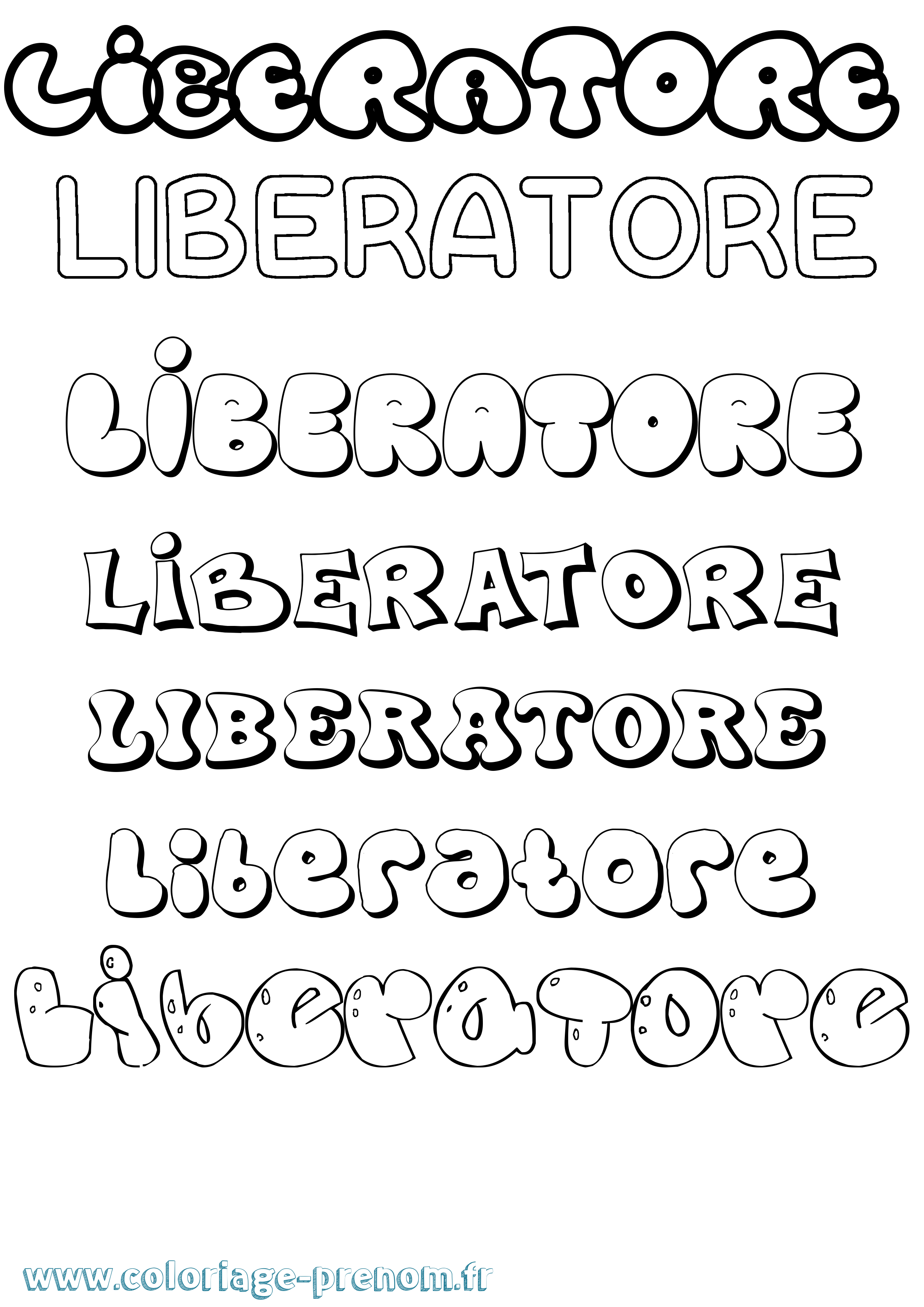 Coloriage Liberatore Bubble Coloriage prénom Liberatore Bubble