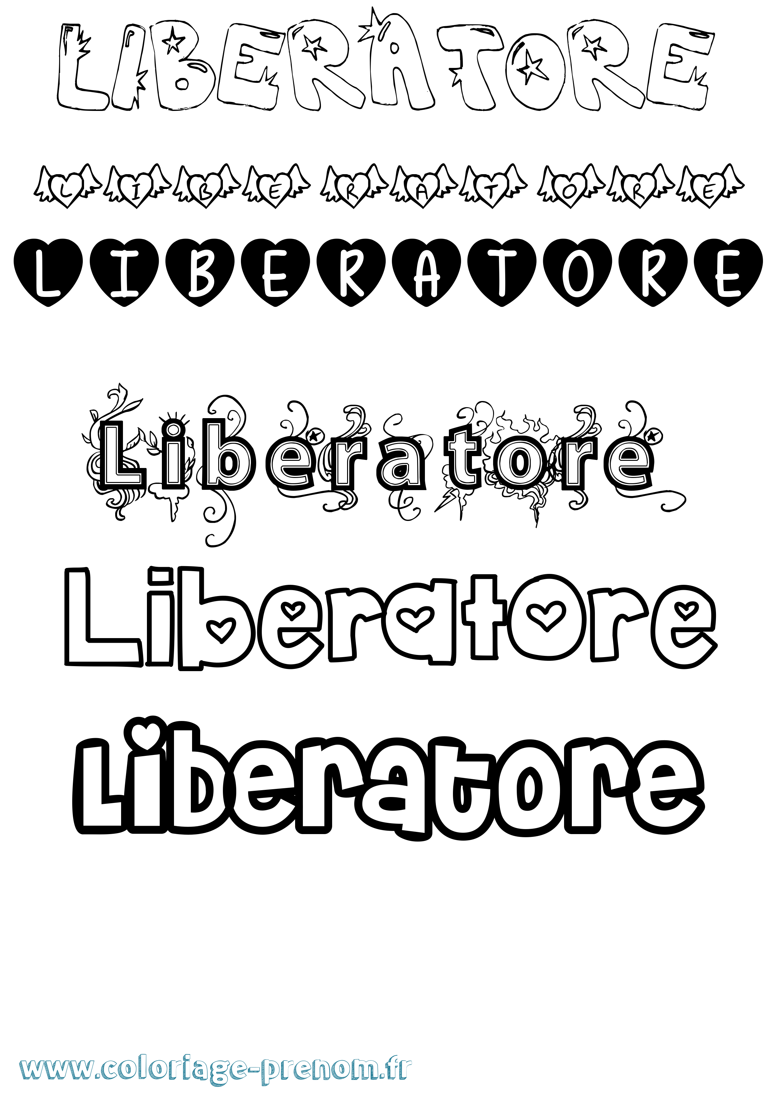 Coloriage Liberatore Girly Coloriage prénom Liberatore Girly