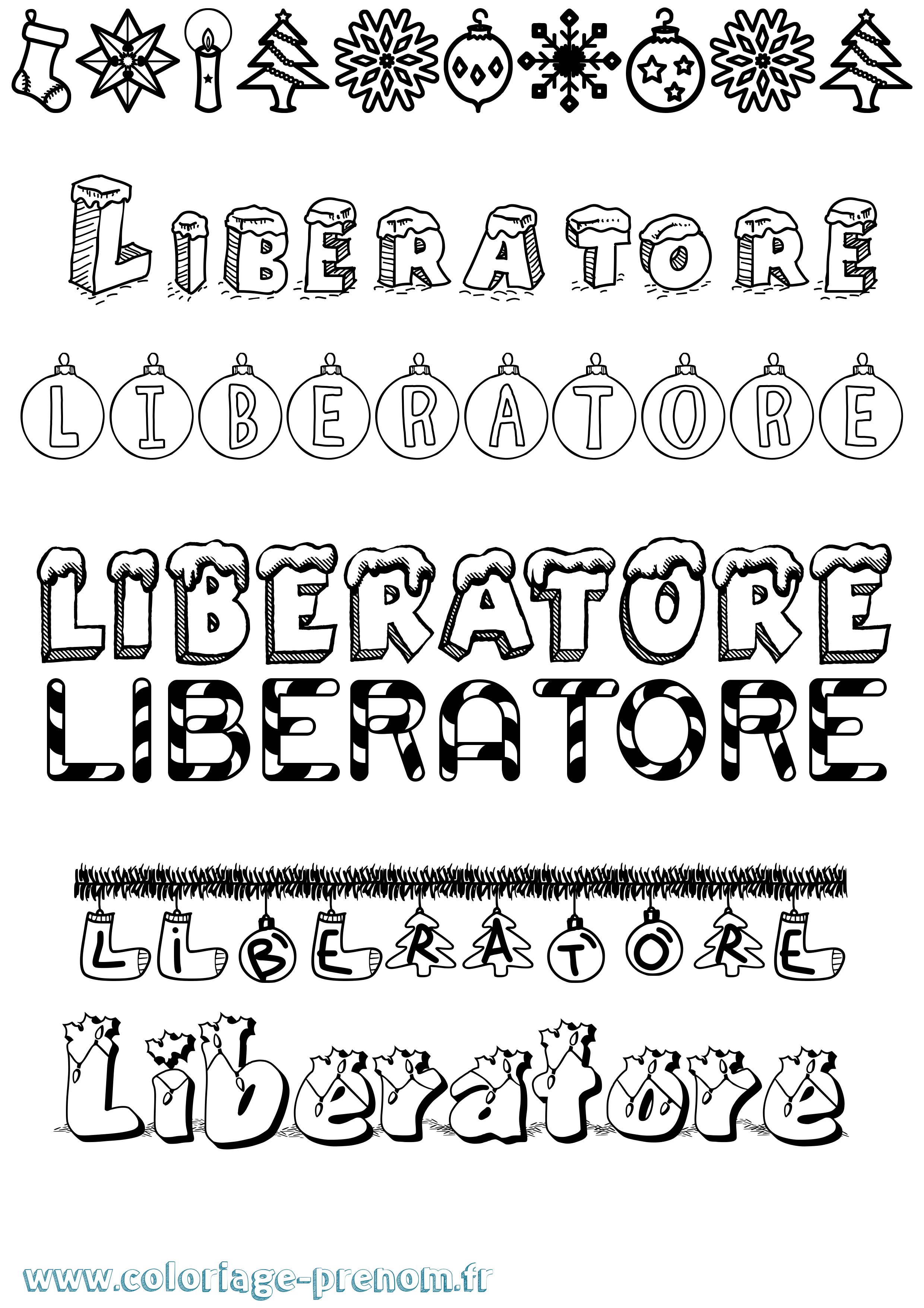 Coloriage Liberatore Noël Coloriage prénom Liberatore Noël