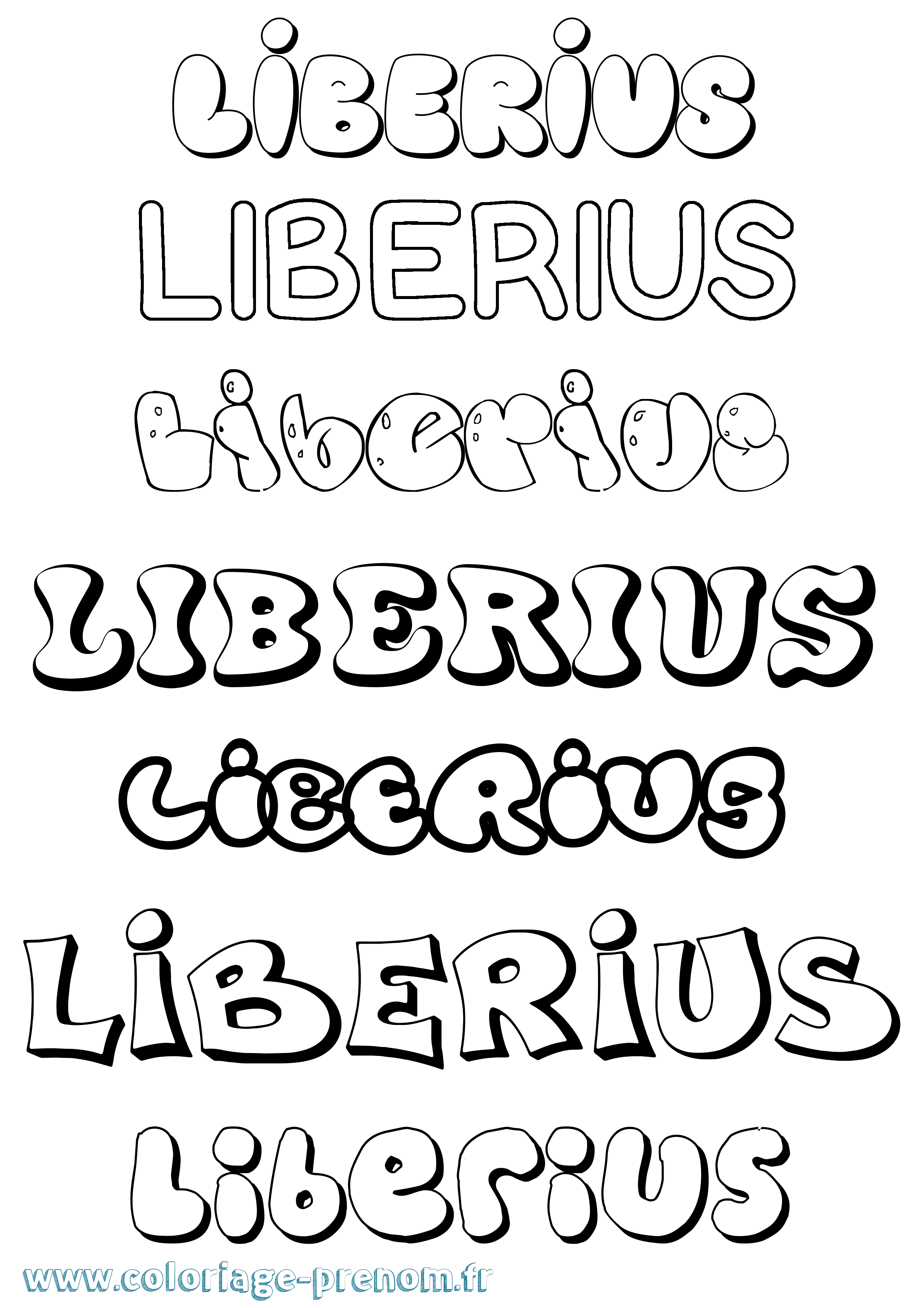 Coloriage Liberius Bubble Coloriage prénom Liberius Bubble