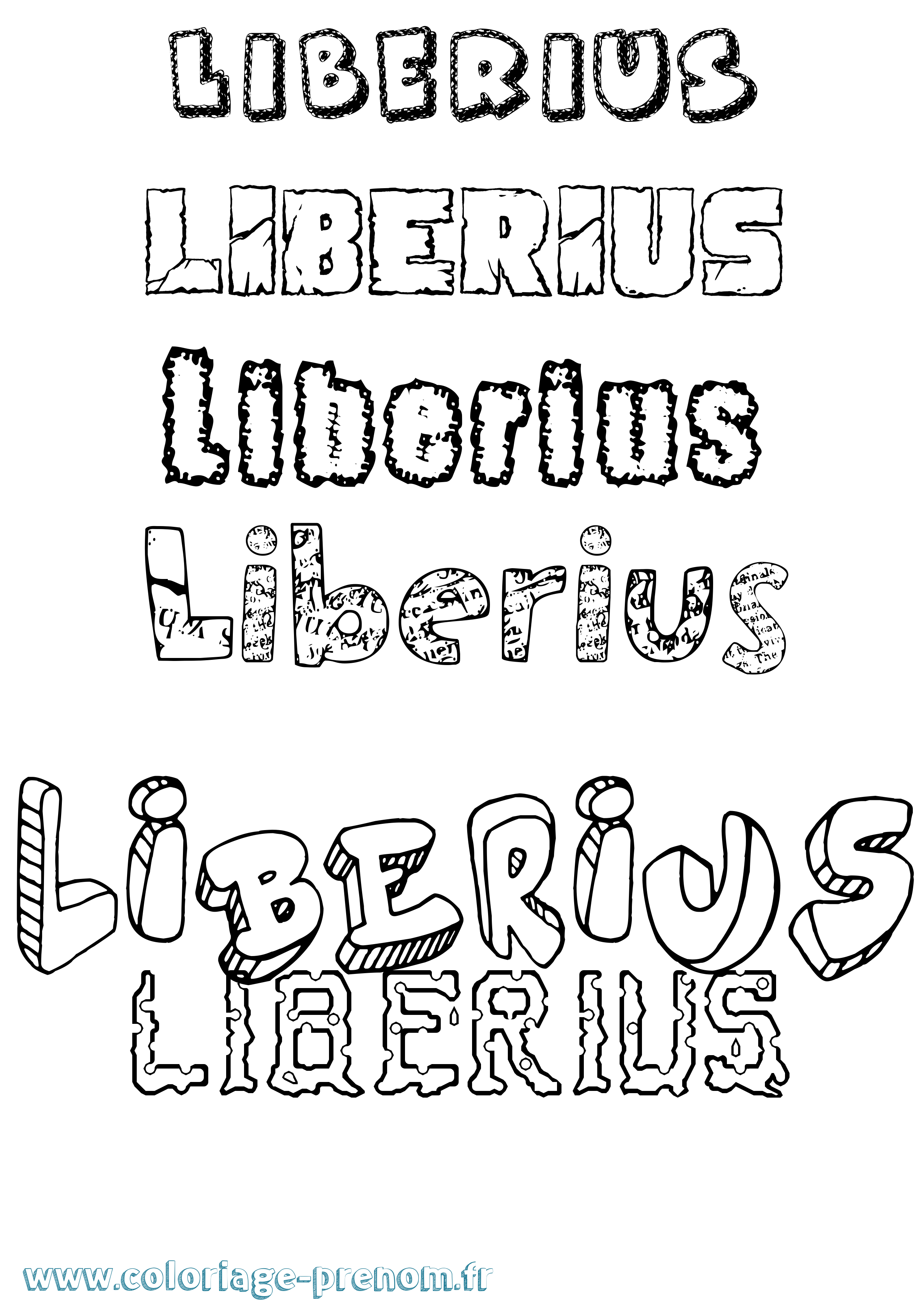 Coloriage Liberius Destructuré Coloriage prénom Liberius Destructuré