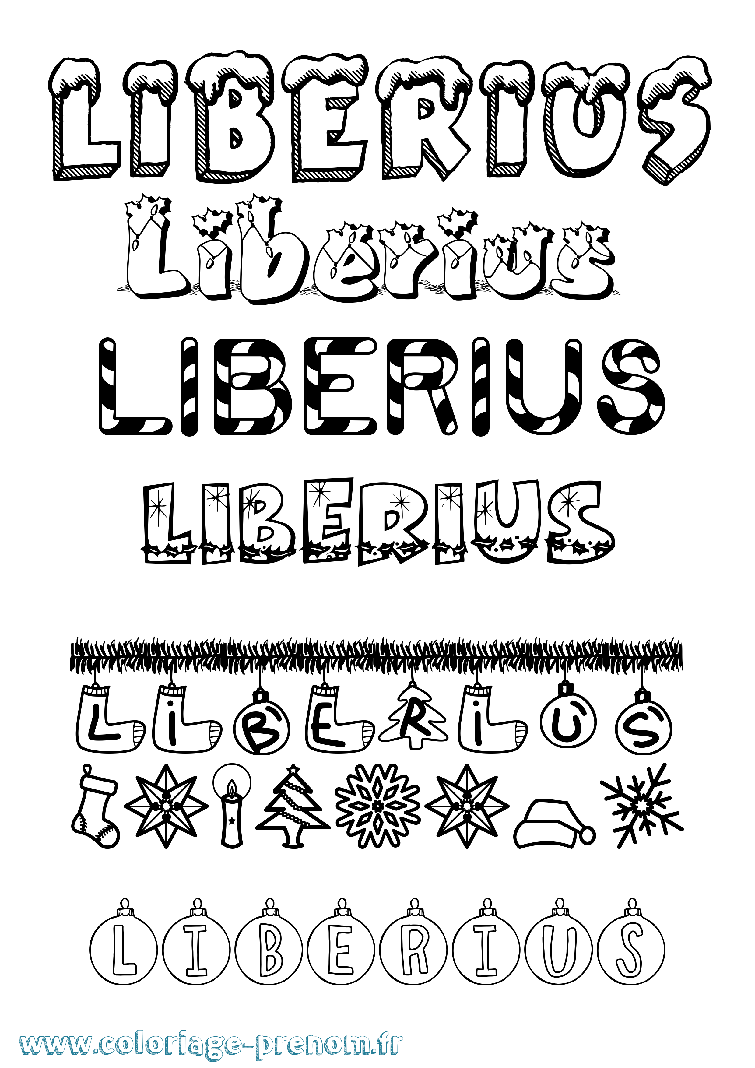 Coloriage Liberius Noël Coloriage prénom Liberius Noël