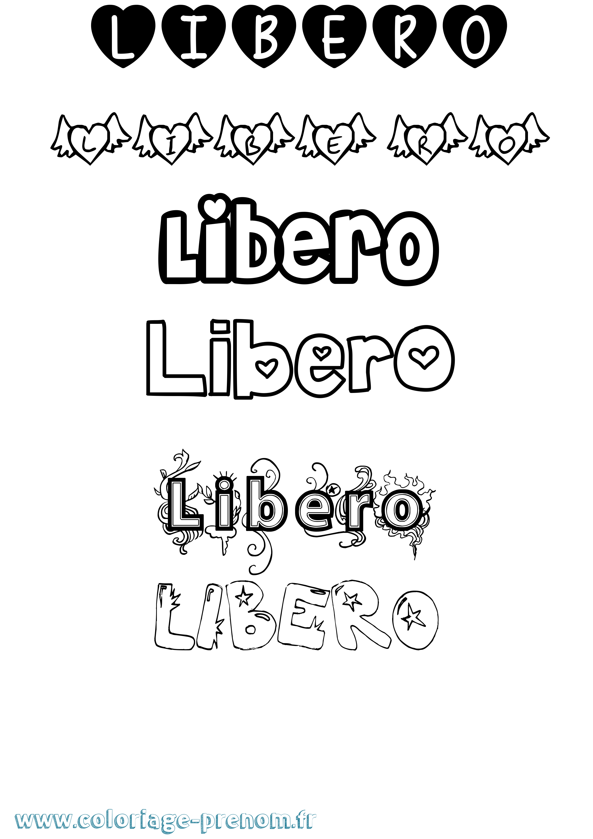 Coloriage Libero Girly Coloriage prénom Libero Girly