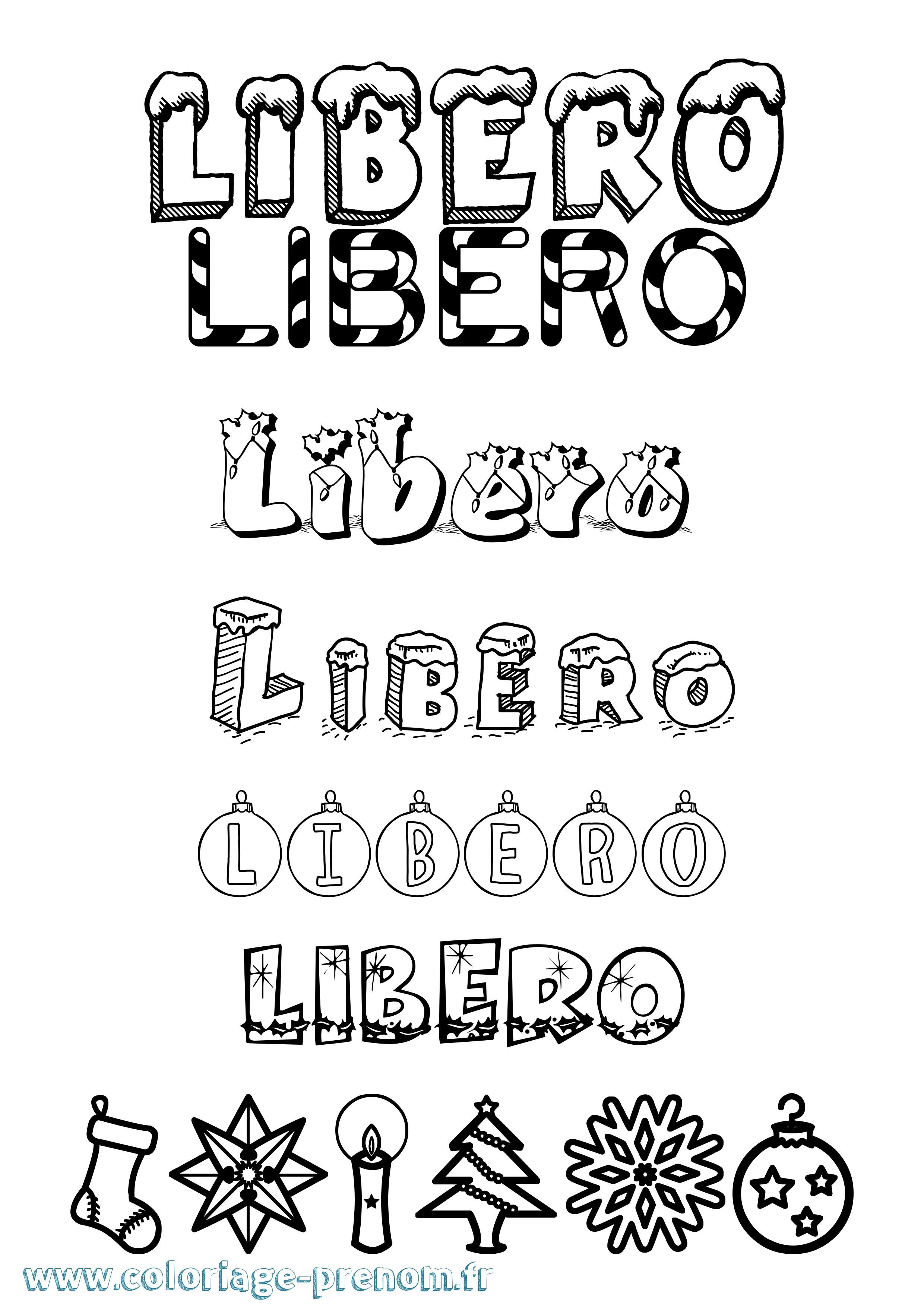 Coloriage Libero Noël Coloriage prénom Libero Noël