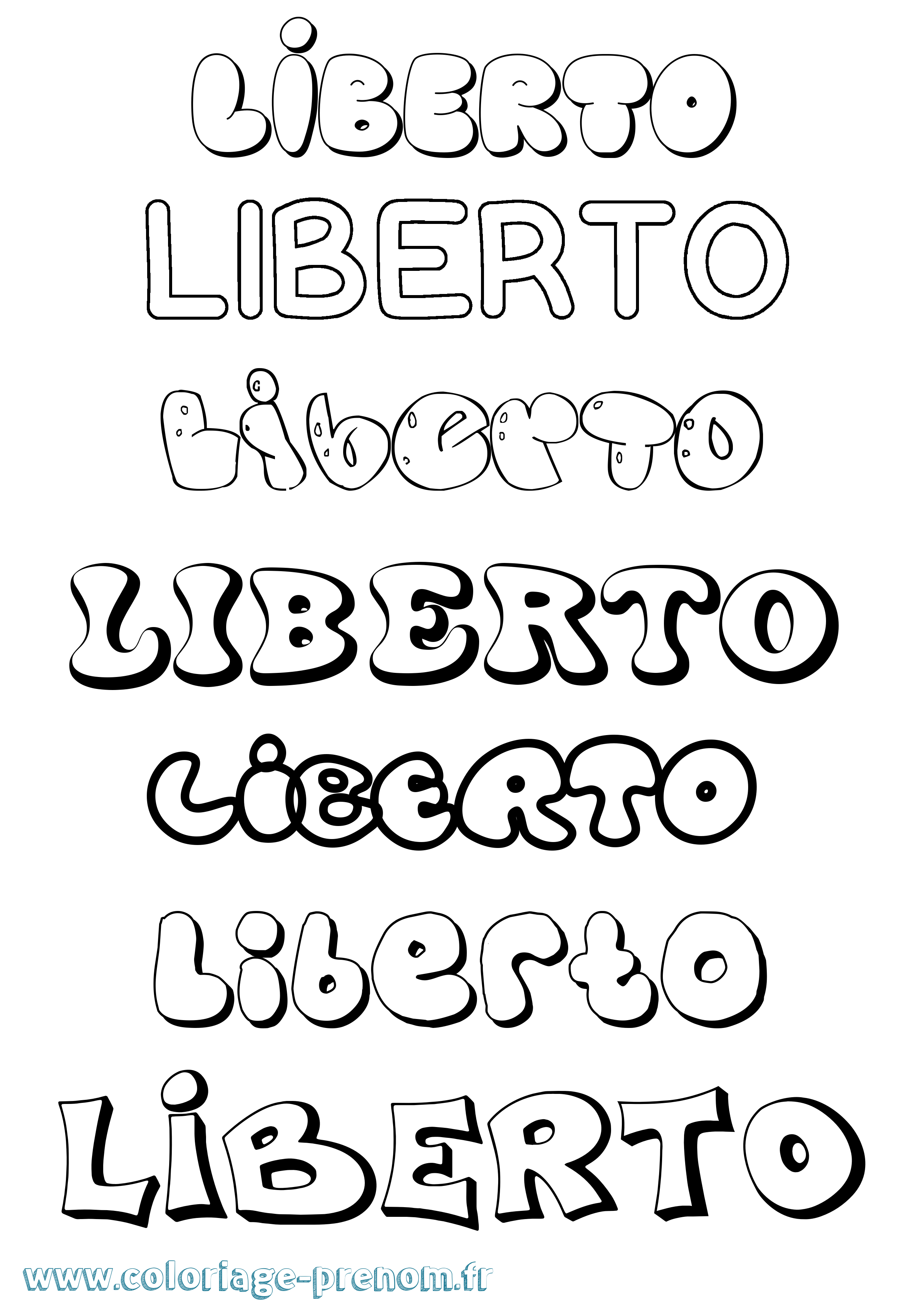 Coloriage Liberto Bubble Coloriage prénom Liberto Bubble