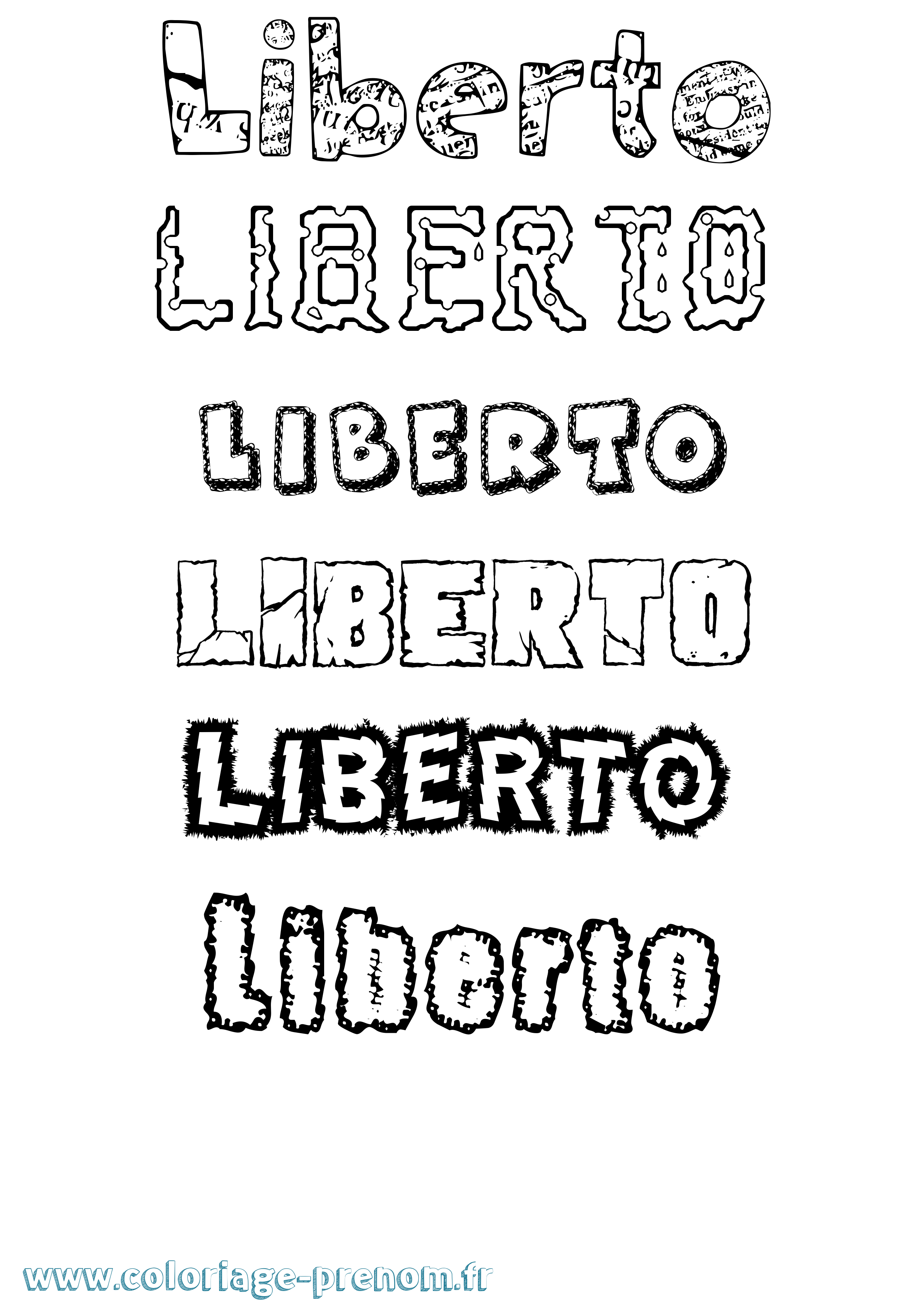 Coloriage Liberto Destructuré Coloriage prénom Liberto Destructuré