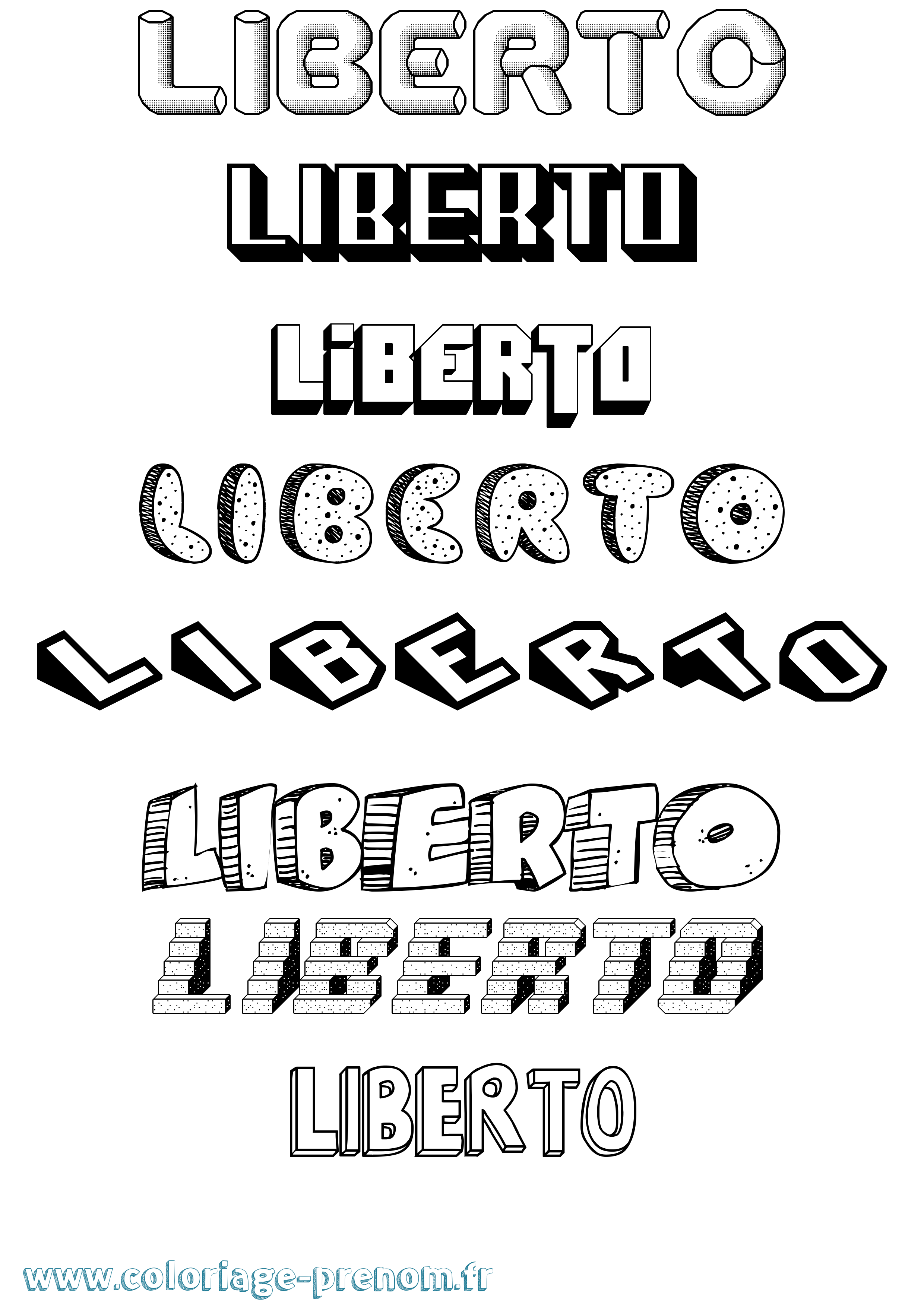 Coloriage Liberto Effet 3D Coloriage prénom Liberto Effet 3D