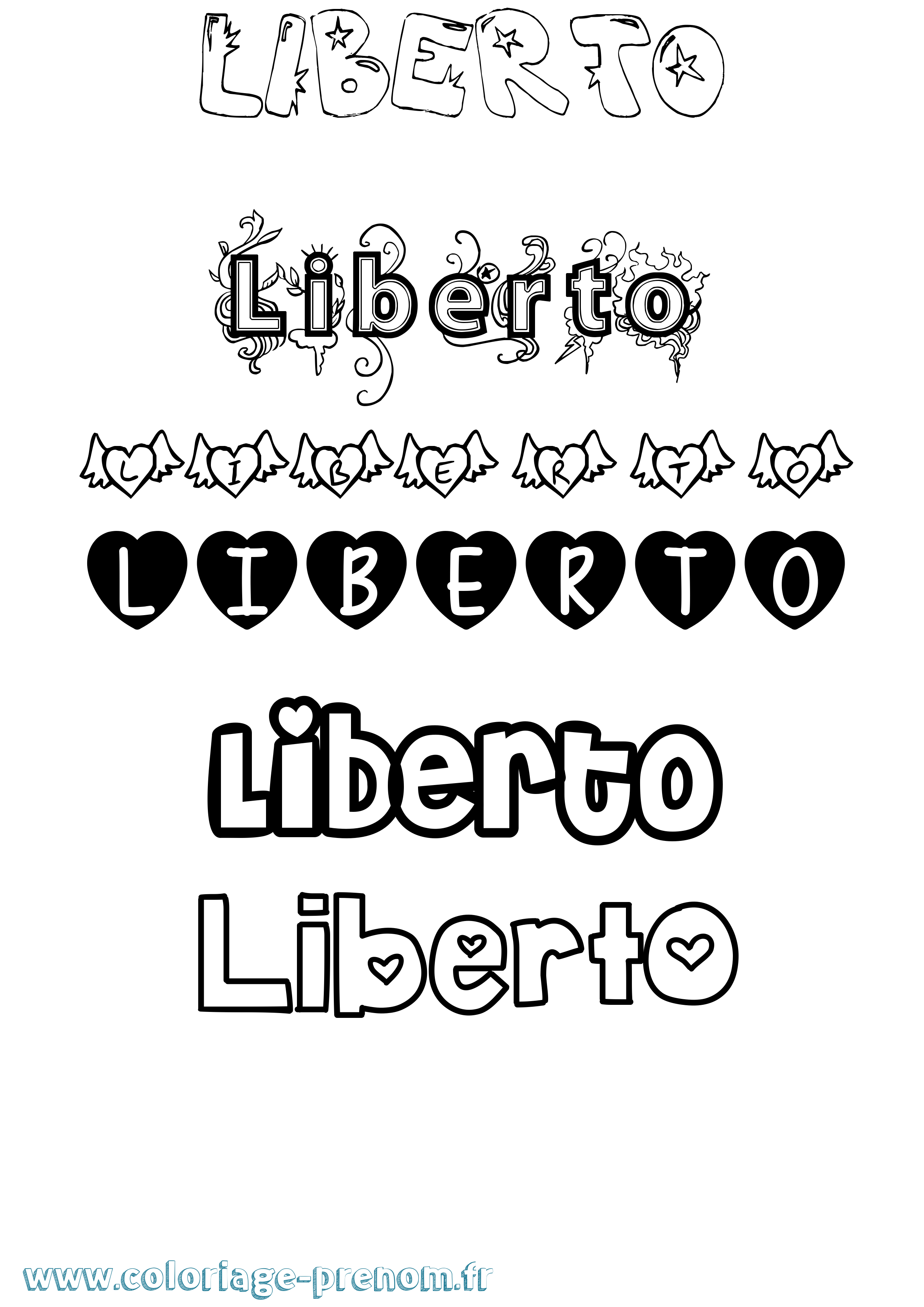 Coloriage Liberto Girly Coloriage prénom Liberto Girly