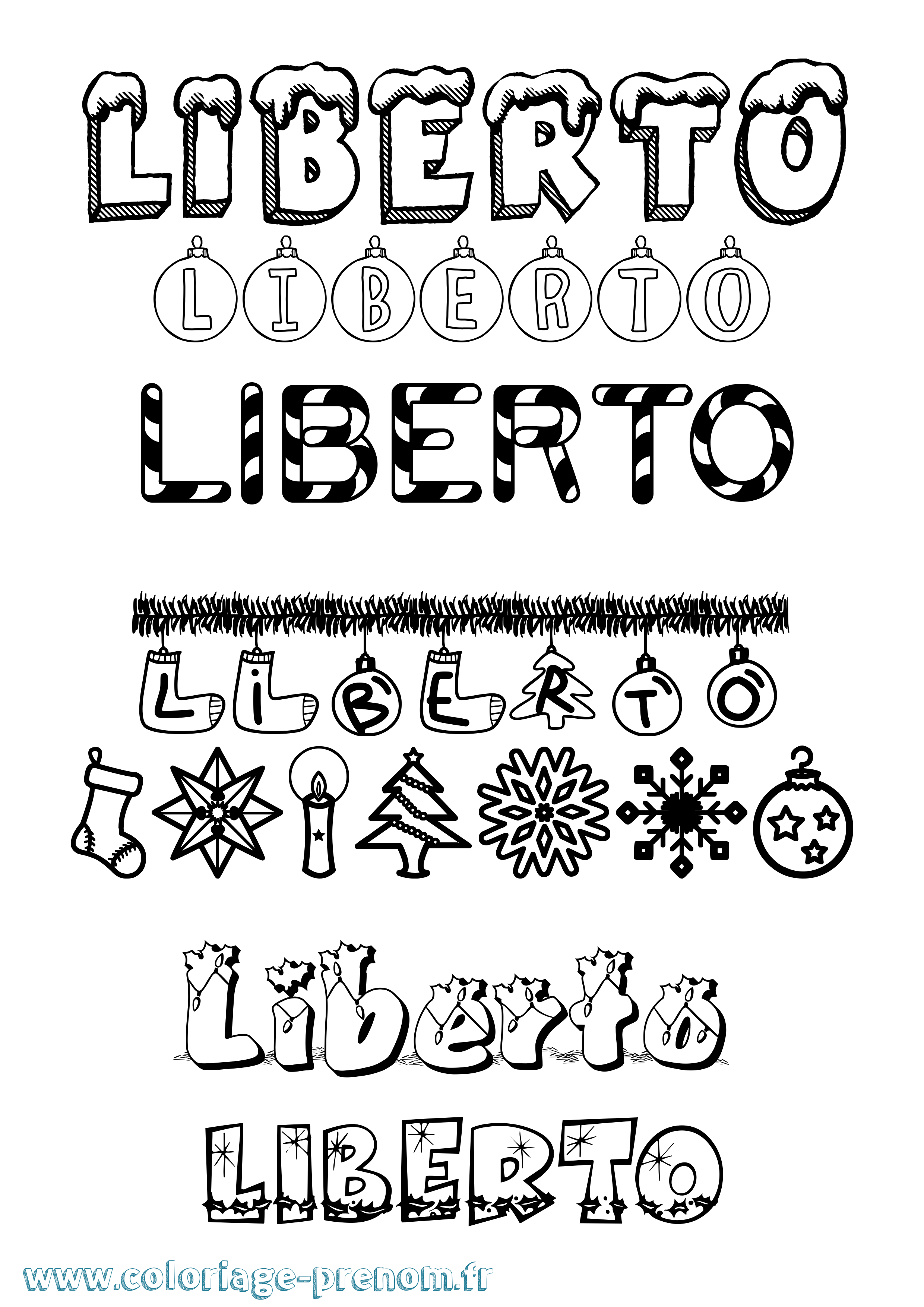 Coloriage Liberto Noël Coloriage prénom Liberto Noël
