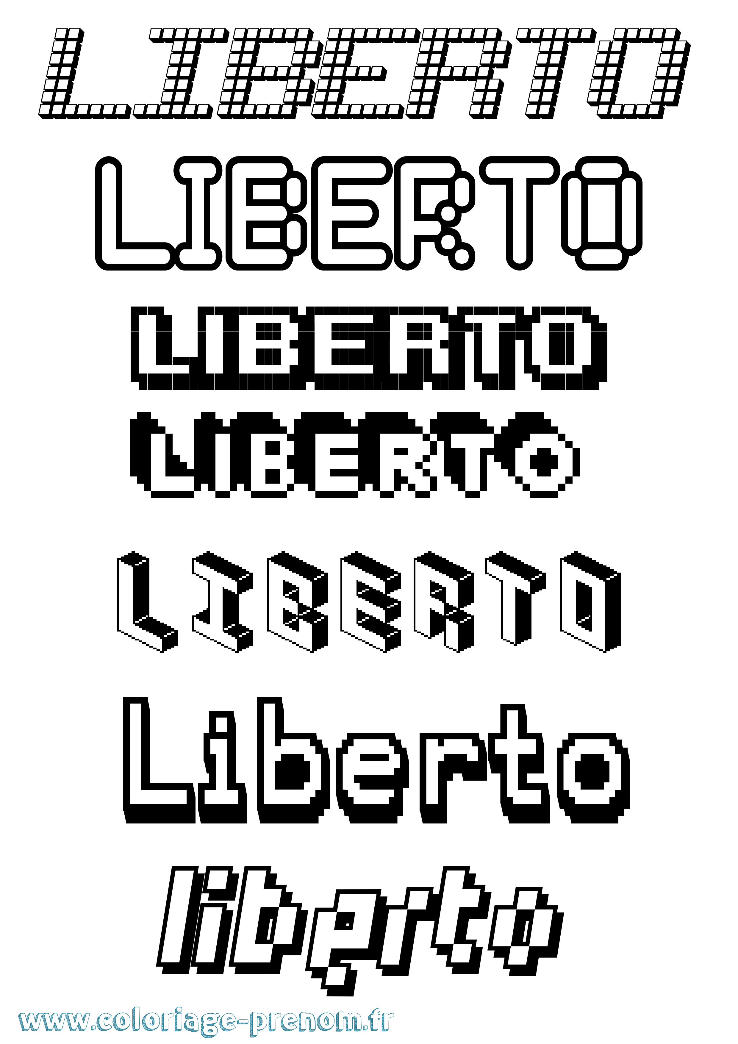 Coloriage Liberto Pixel Coloriage prénom Liberto Pixel