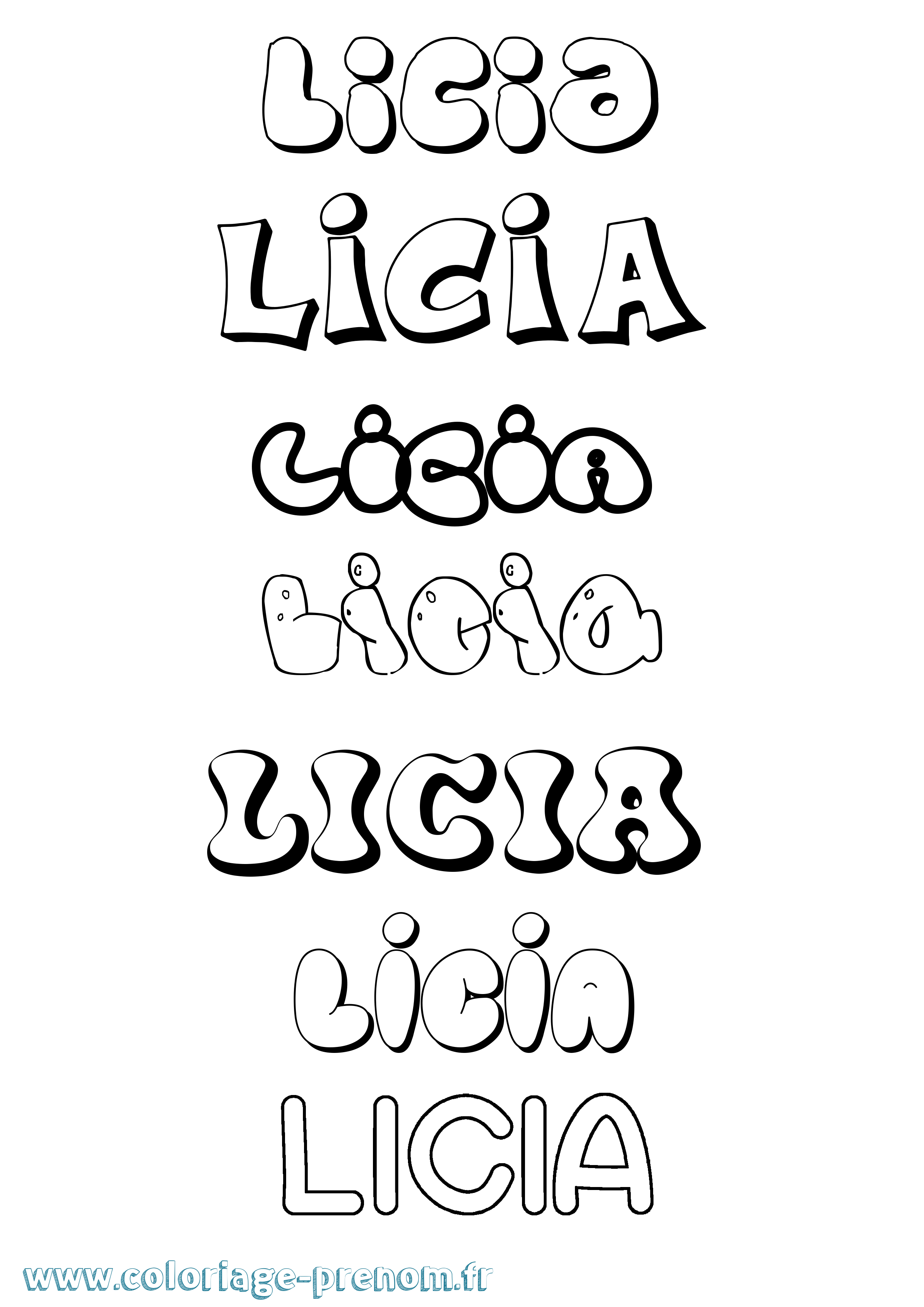 Coloriage Licia Bubble Coloriage prénom Licia Bubble