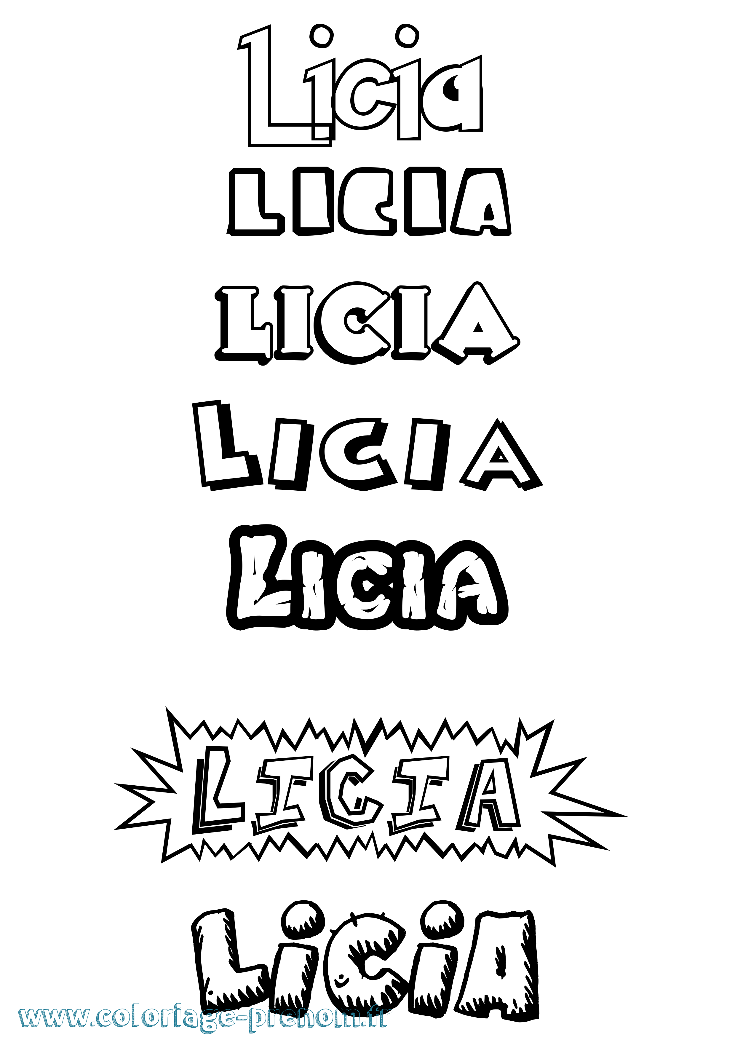 Coloriage Licia Dessin Animé Coloriage prénom Licia Dessin Animé