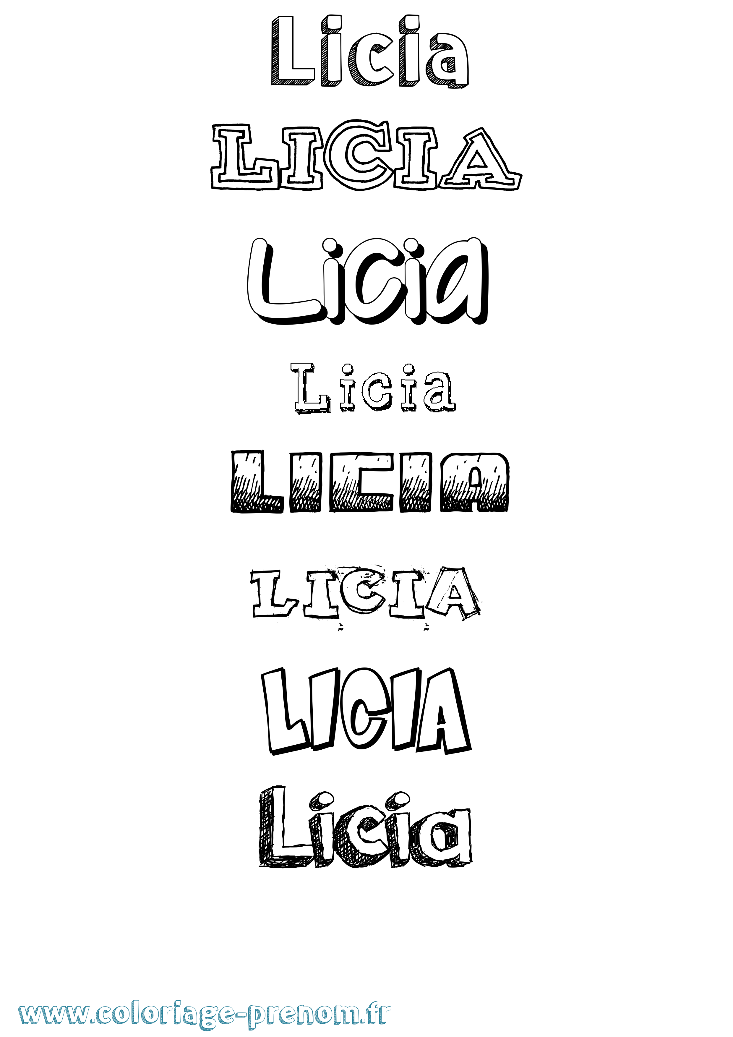 Coloriage Licia Dessiné Coloriage prénom Licia Dessiné