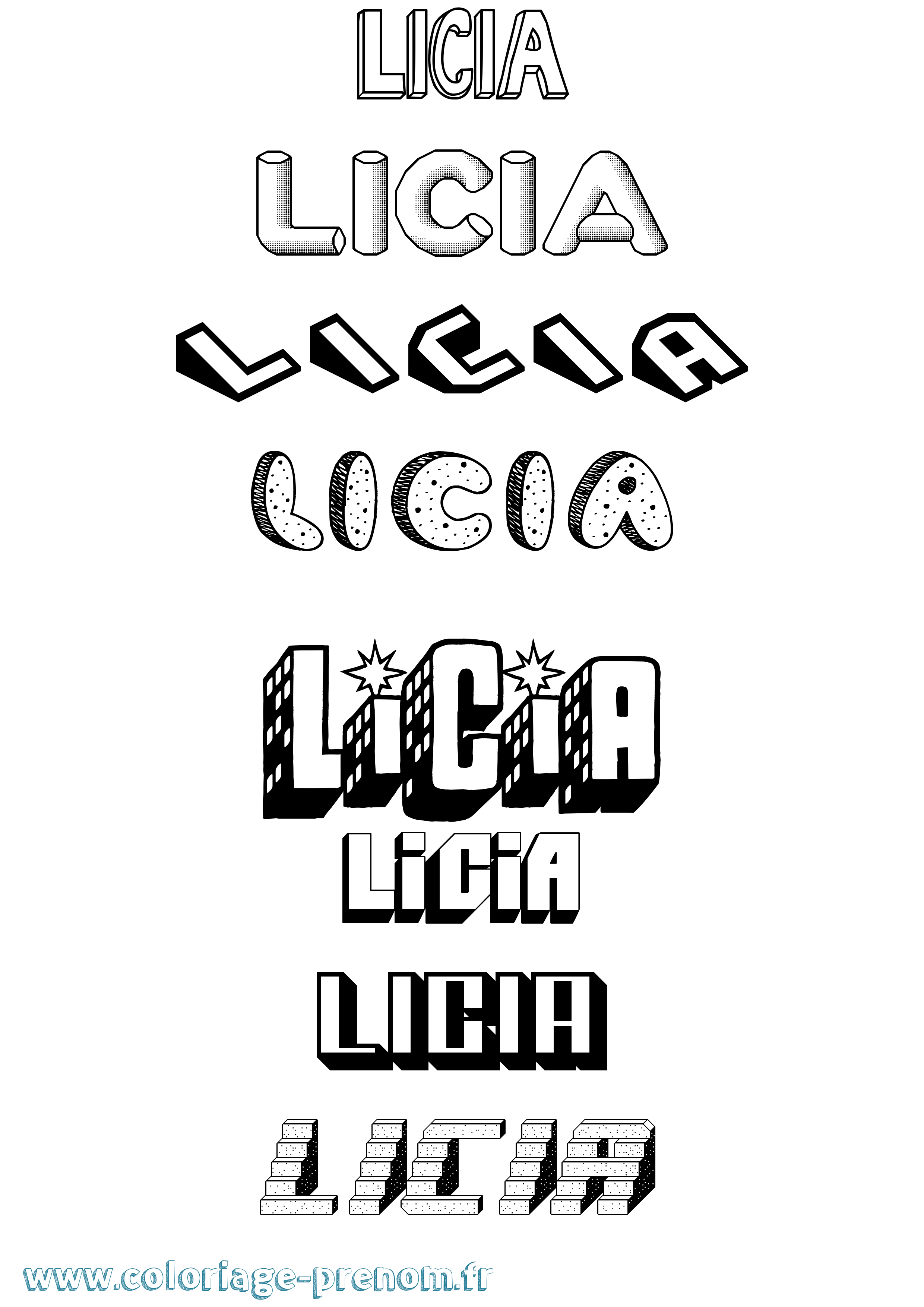 Coloriage Licia Effet 3D Coloriage prénom Licia Effet 3D
