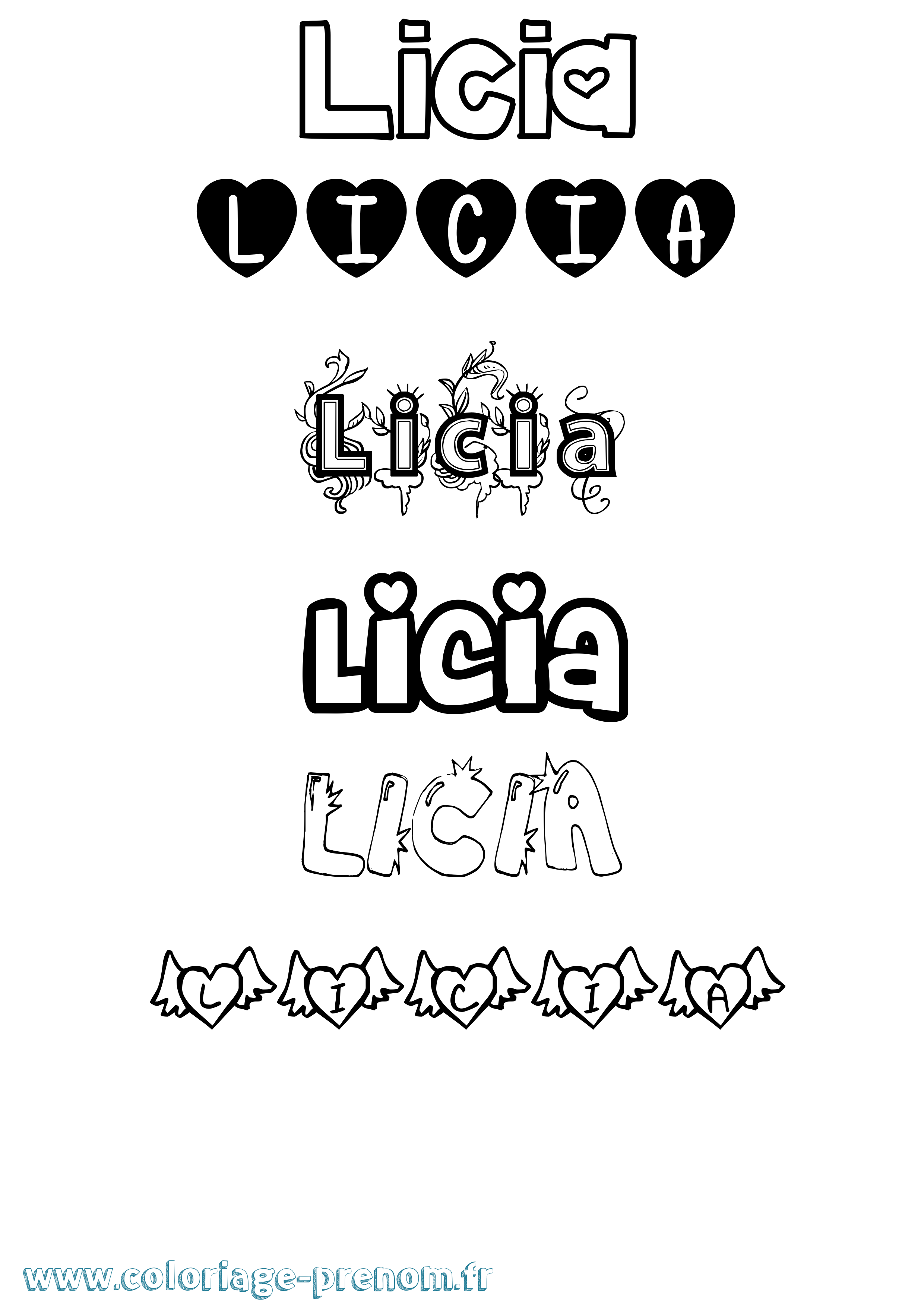 Coloriage Licia Girly Coloriage prénom Licia Girly